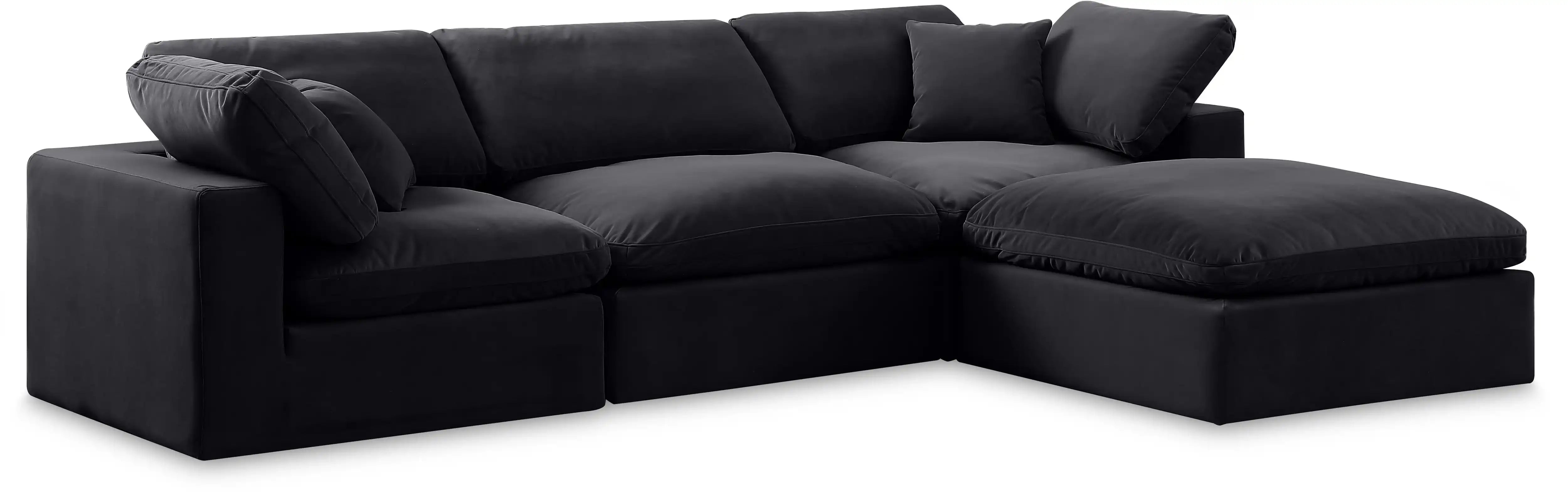 Comfy - 4 Piece Velvet Modular Sectional With Chaise - Best Buy Furniture