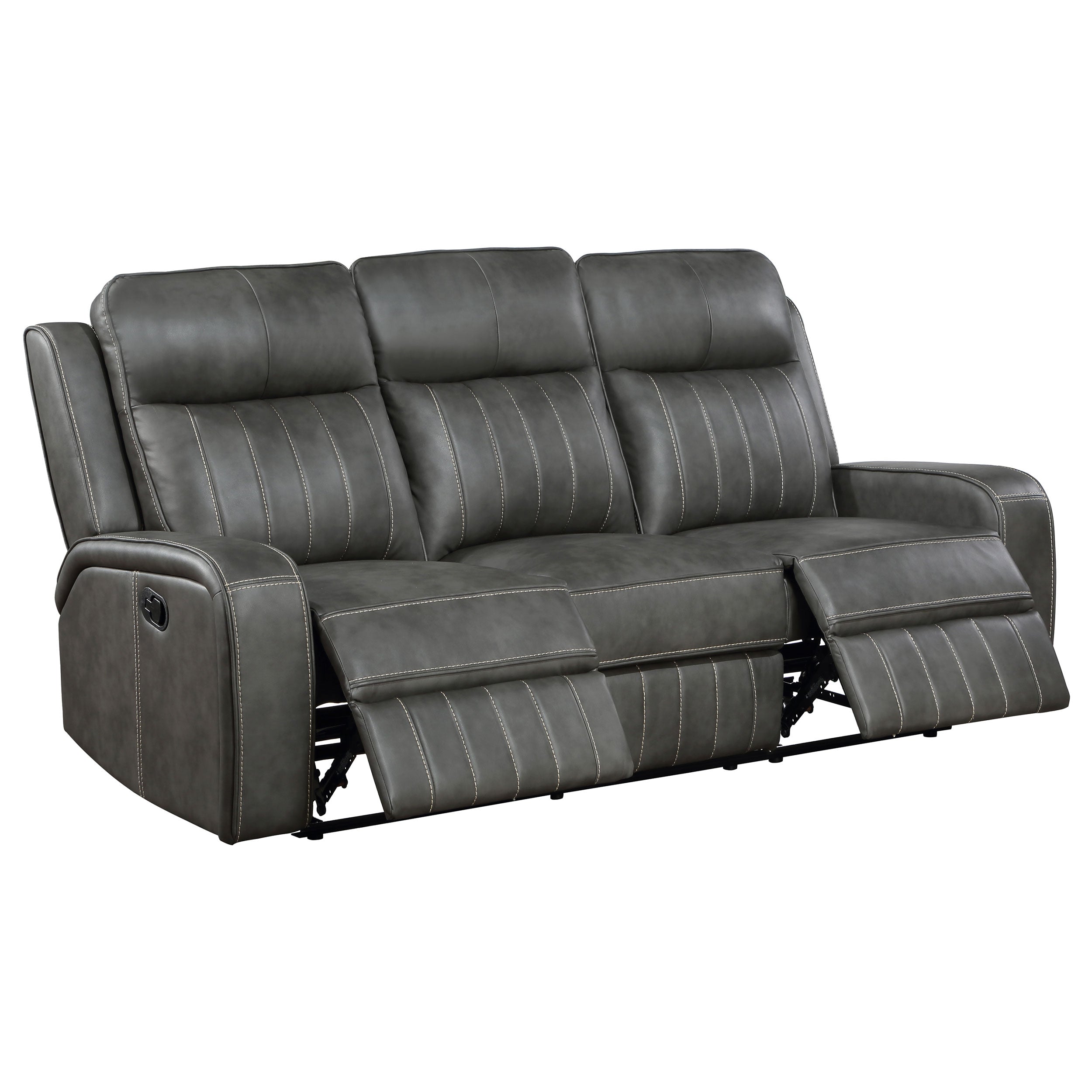 Raelynn Upholstered Track Arm Motion Sofa Grey-