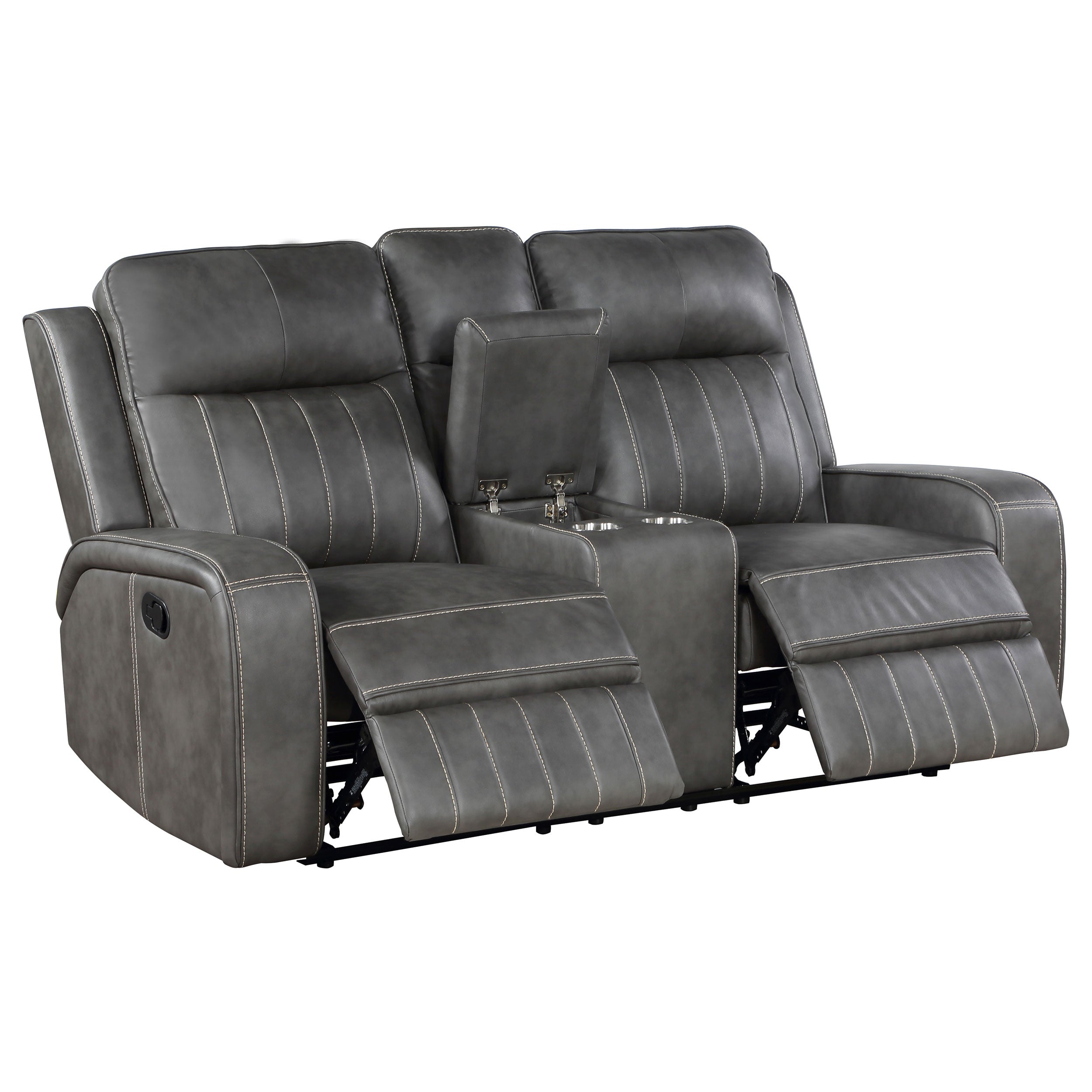 Raelynn Upholstered Track Arm Motion Loveseat Grey-