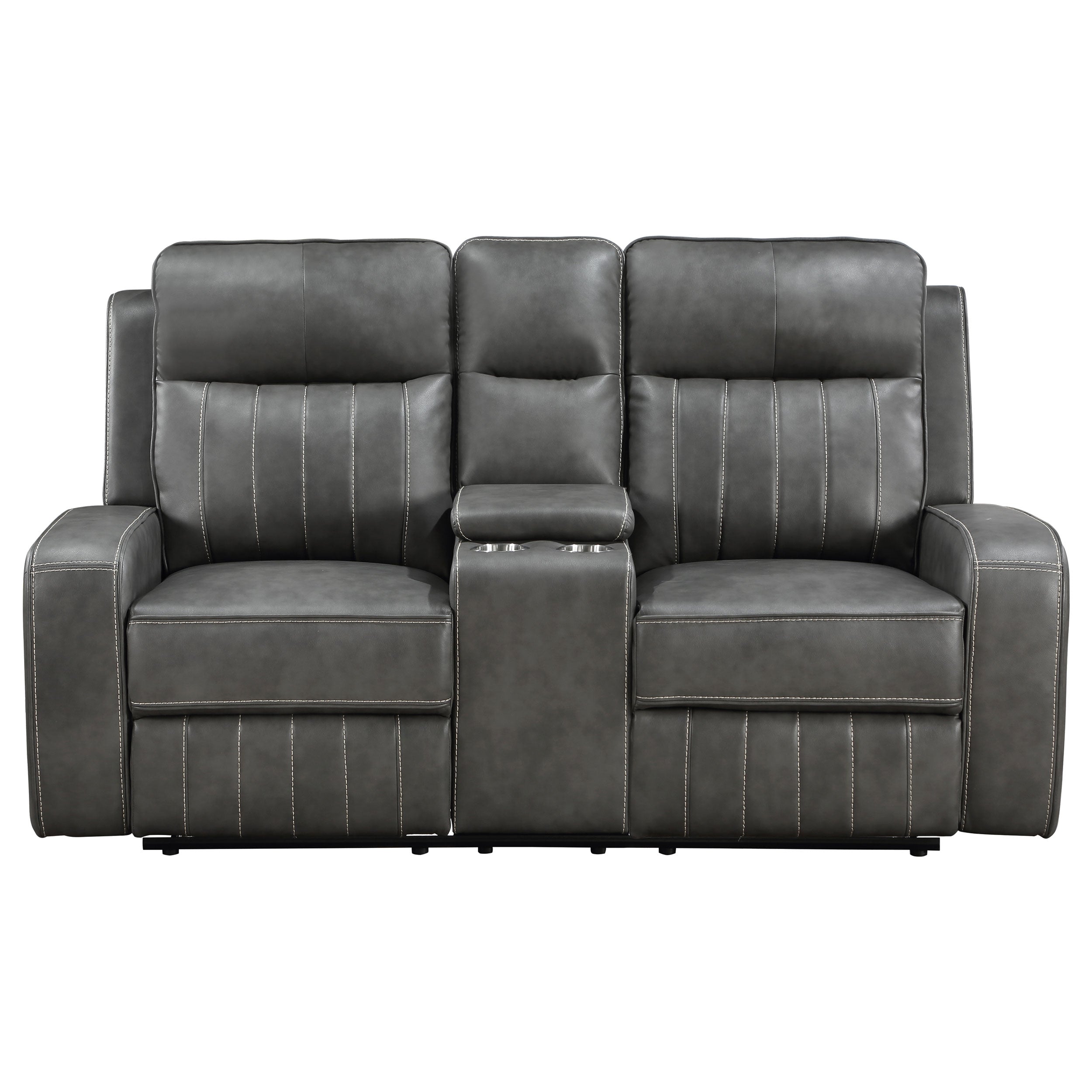Raelynn Upholstered Track Arm Motion Loveseat Grey-