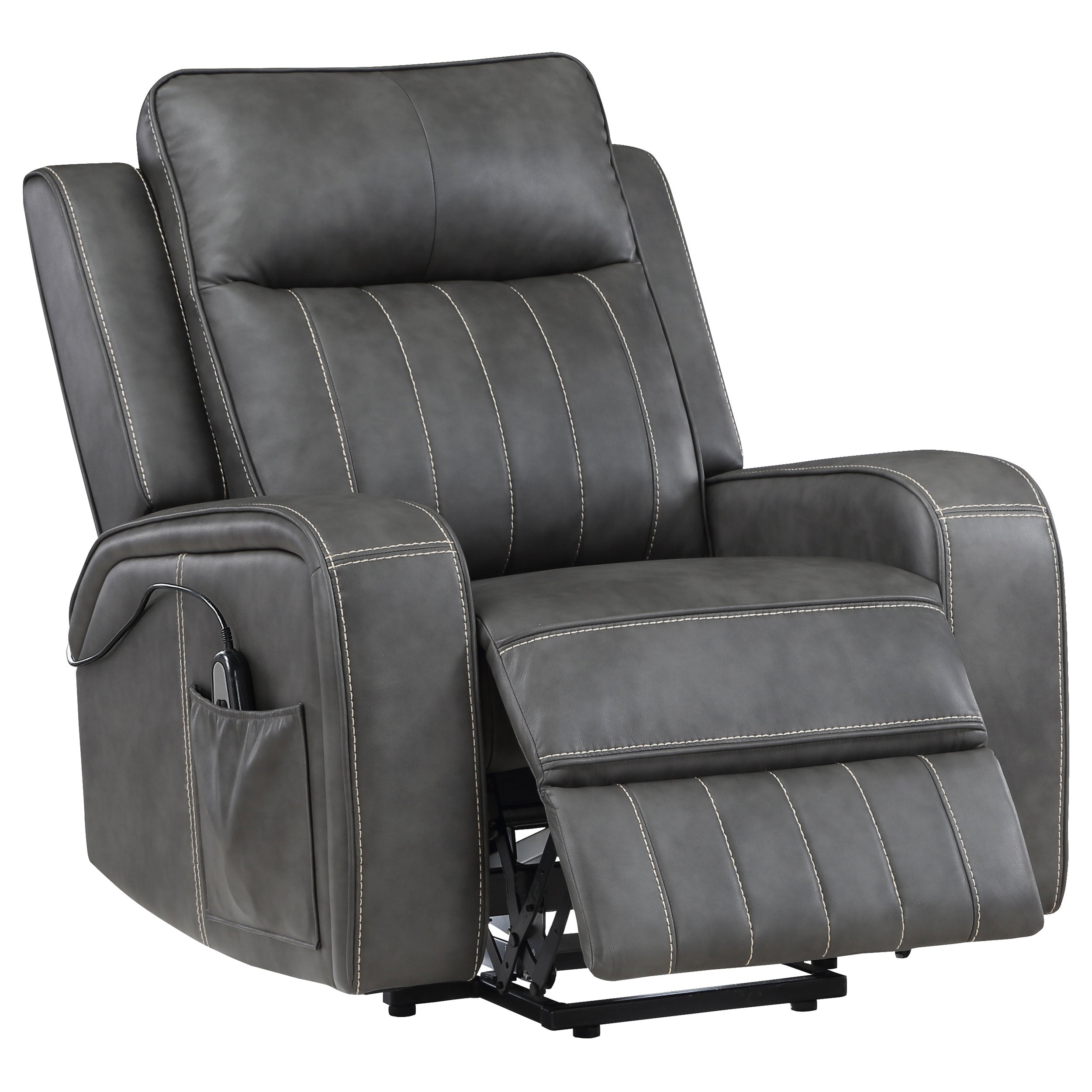 Raelynn Upholstered Power Lift Recliner Chair Grey-