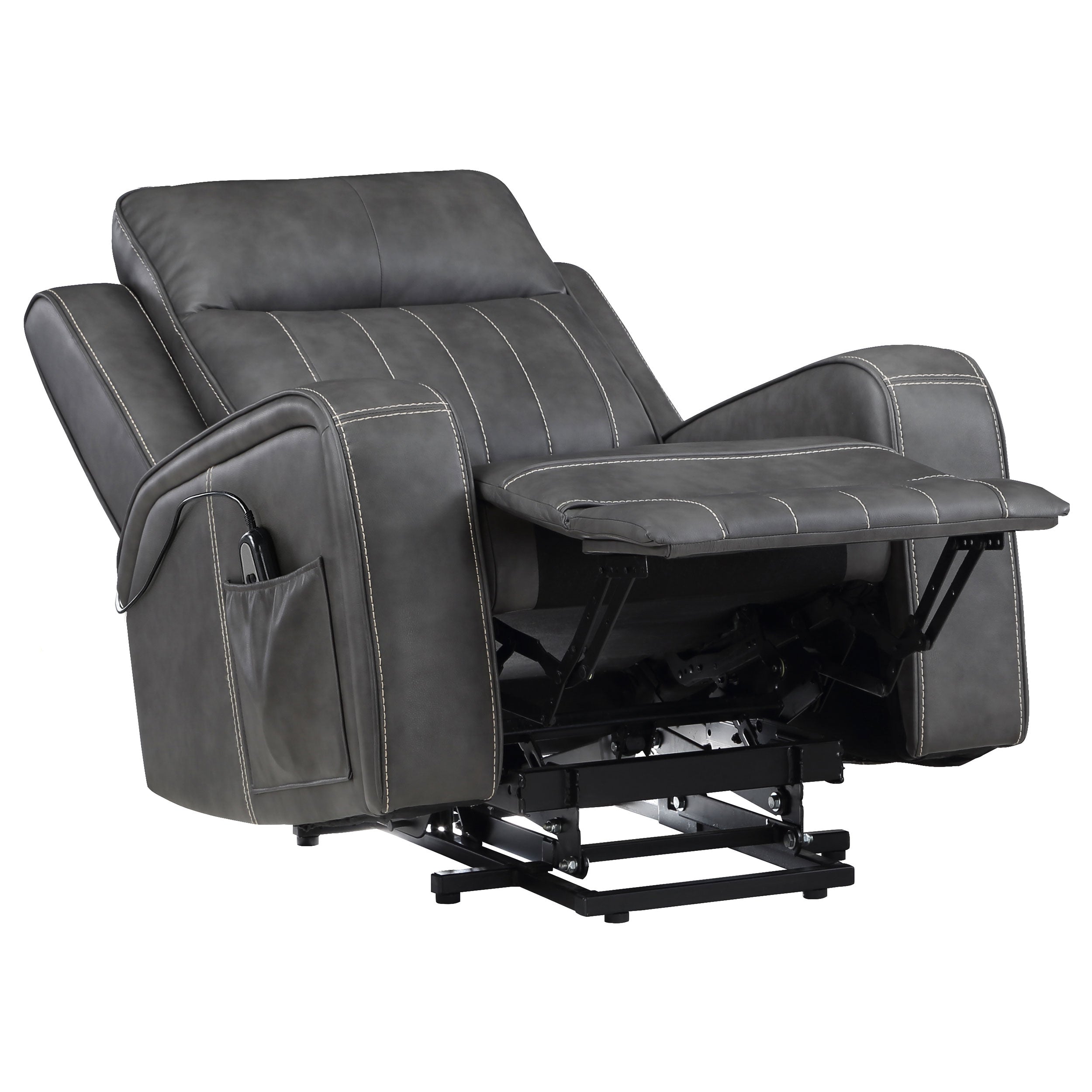 Raelynn Upholstered Power Lift Recliner Chair Grey-