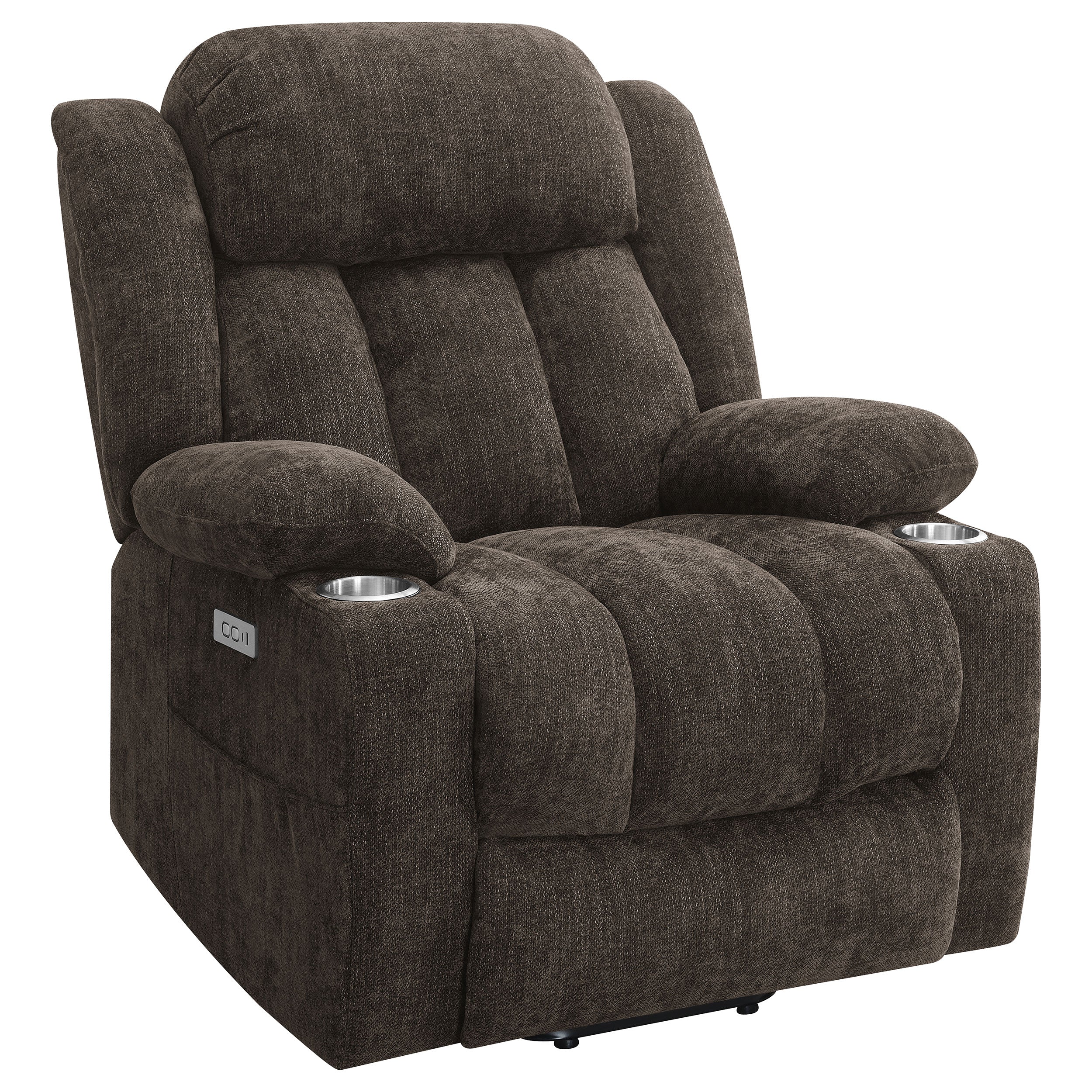 Houston Upholstered Power Lift Recliner Chair Dark Brown-