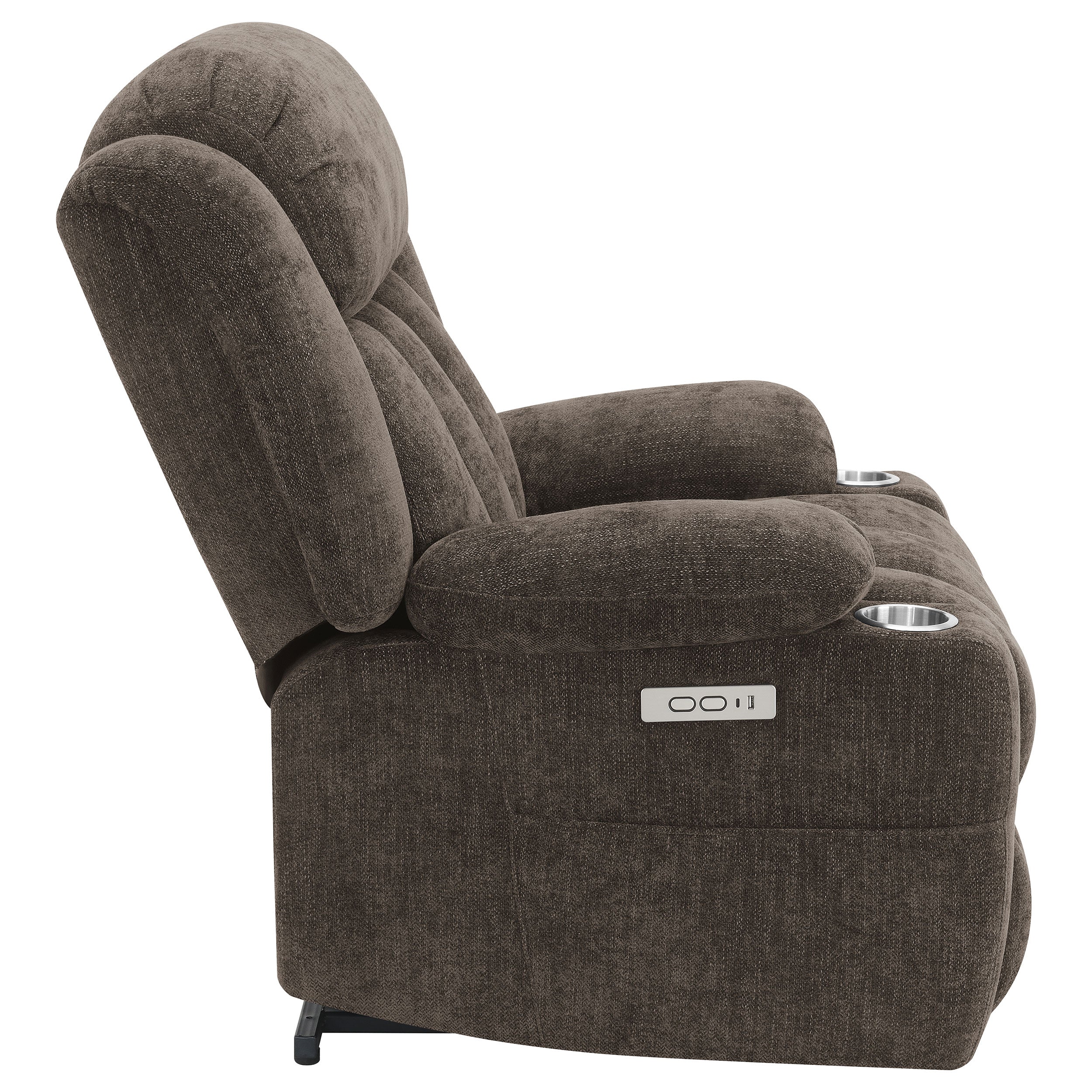 Houston Upholstered Power Lift Recliner Chair Dark Brown-