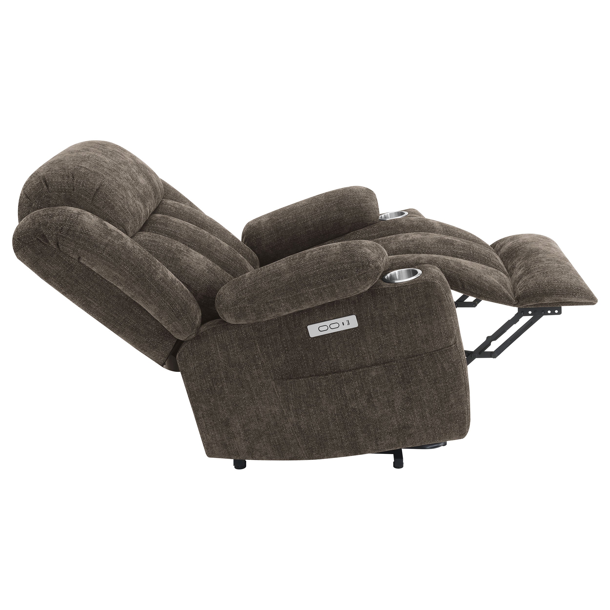 Houston Upholstered Power Lift Recliner Chair Dark Brown-
