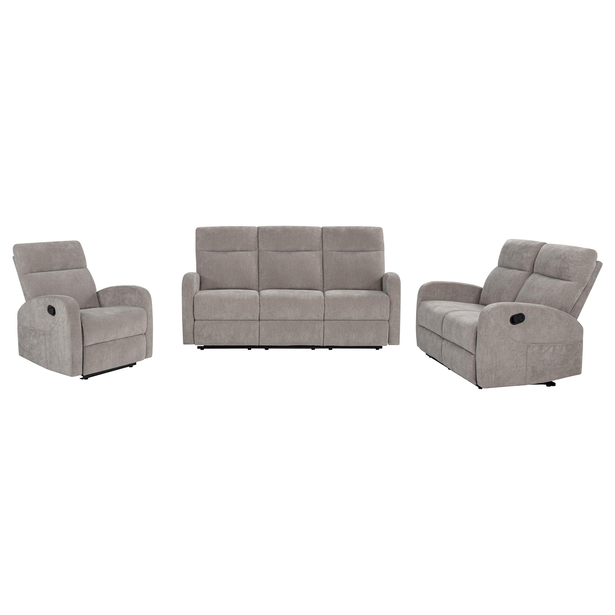 Hamilton Chenille Upholstered Manual Reclining Sofa Sand-