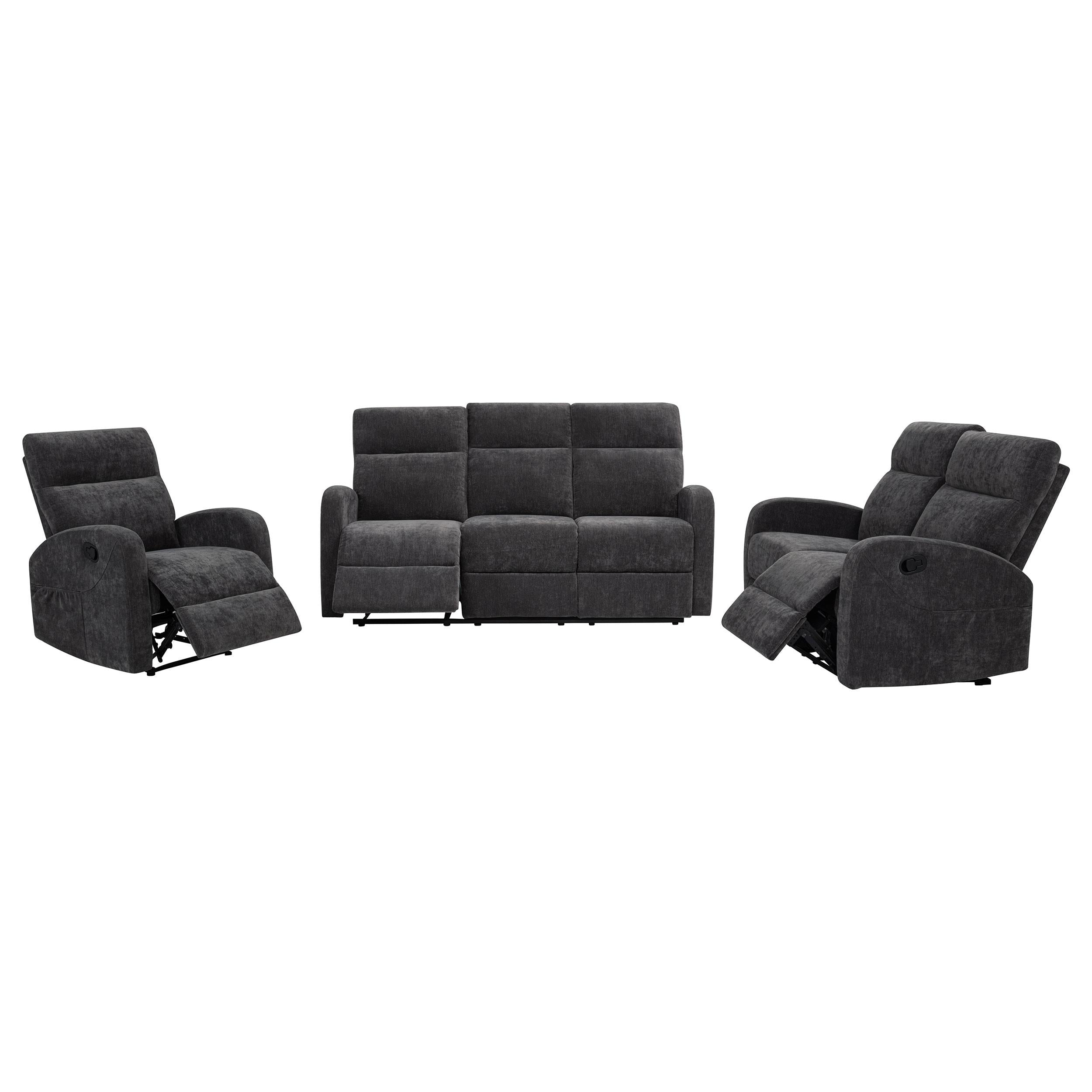 Hamilton Chenille Upholstered Manual Reclining Loveseat Charcoal Grey-