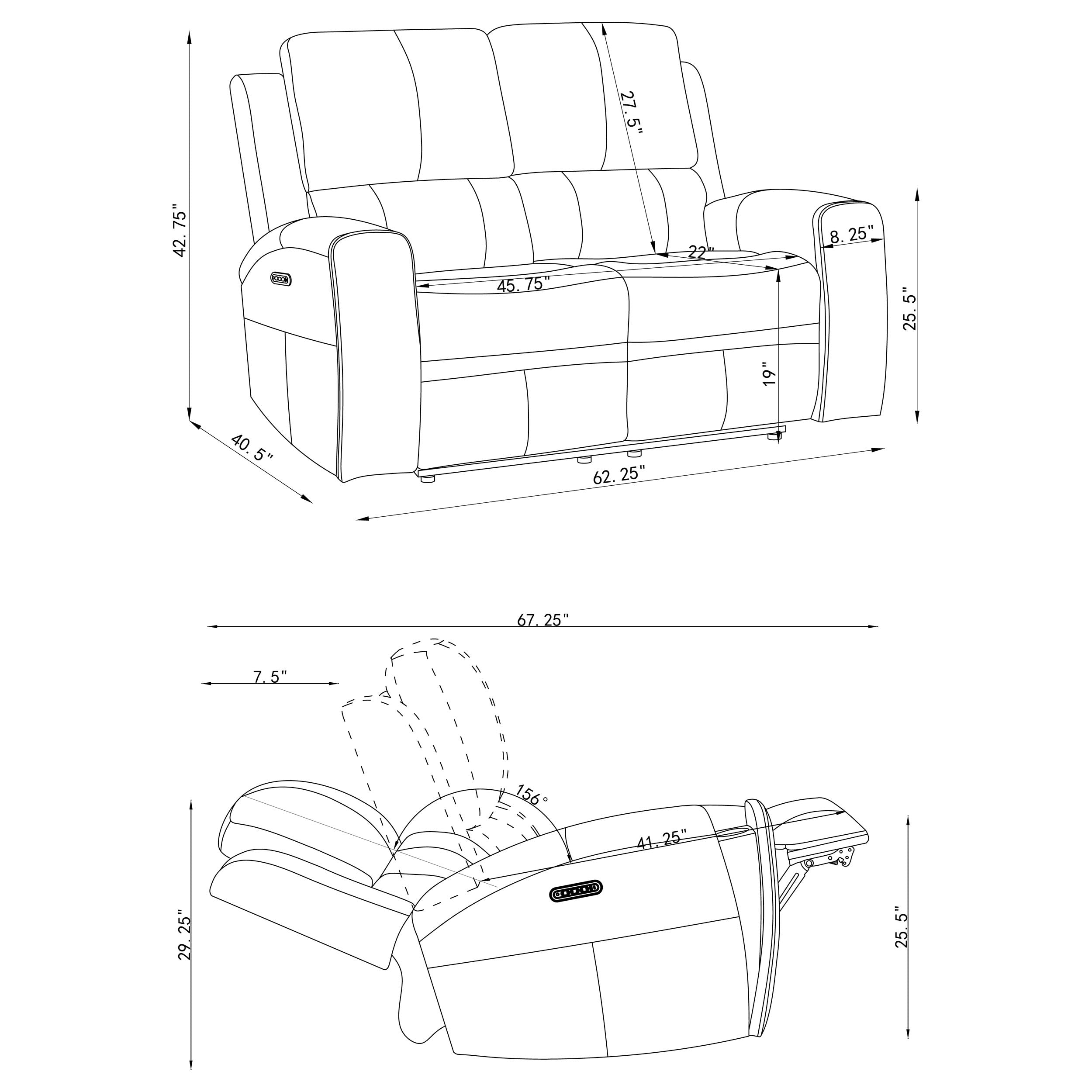 Brickston Triple Power Reclining Loveseat Charcoal-