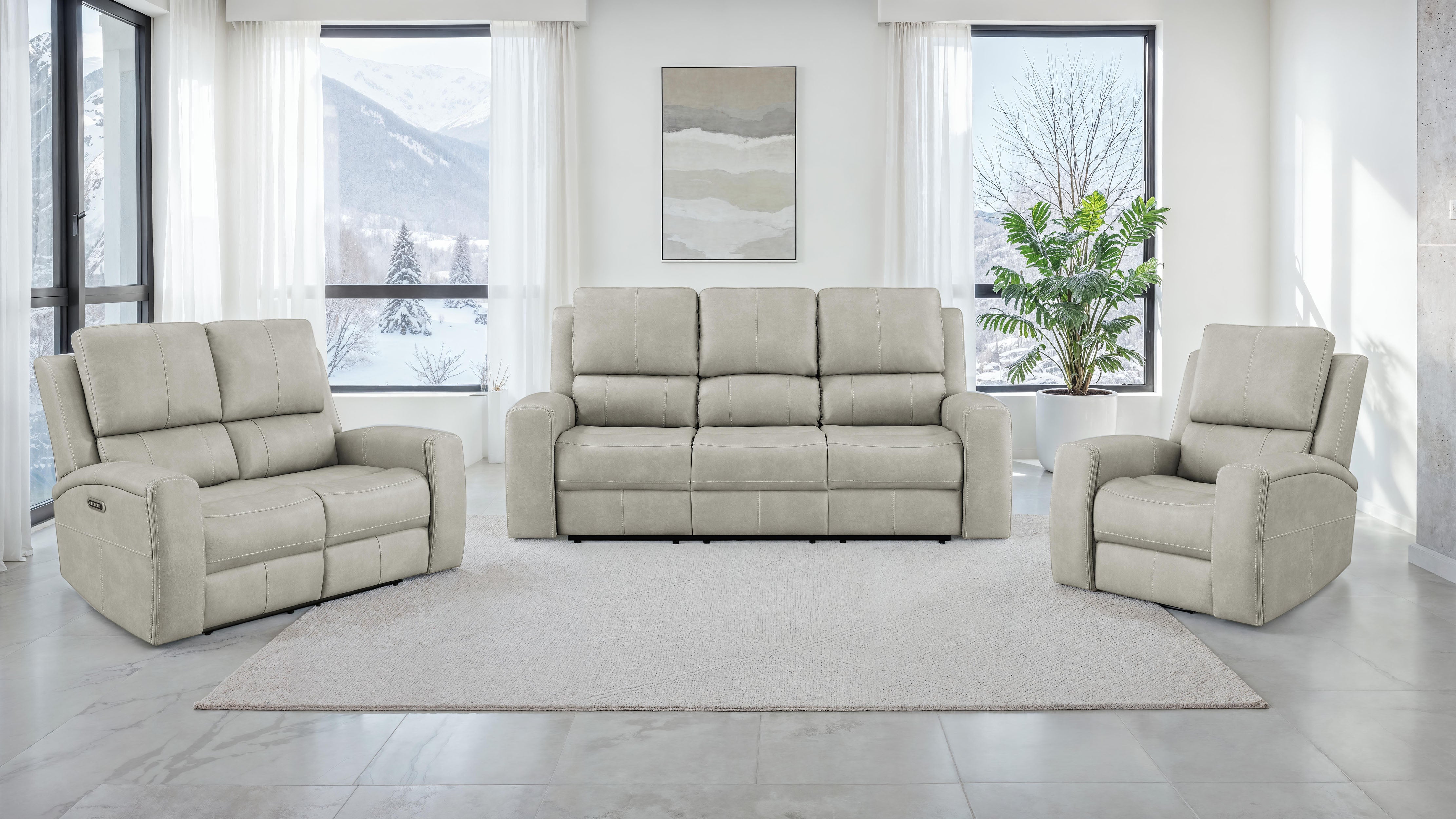 Brickston Triple Power Reclining Loveseat Grey-