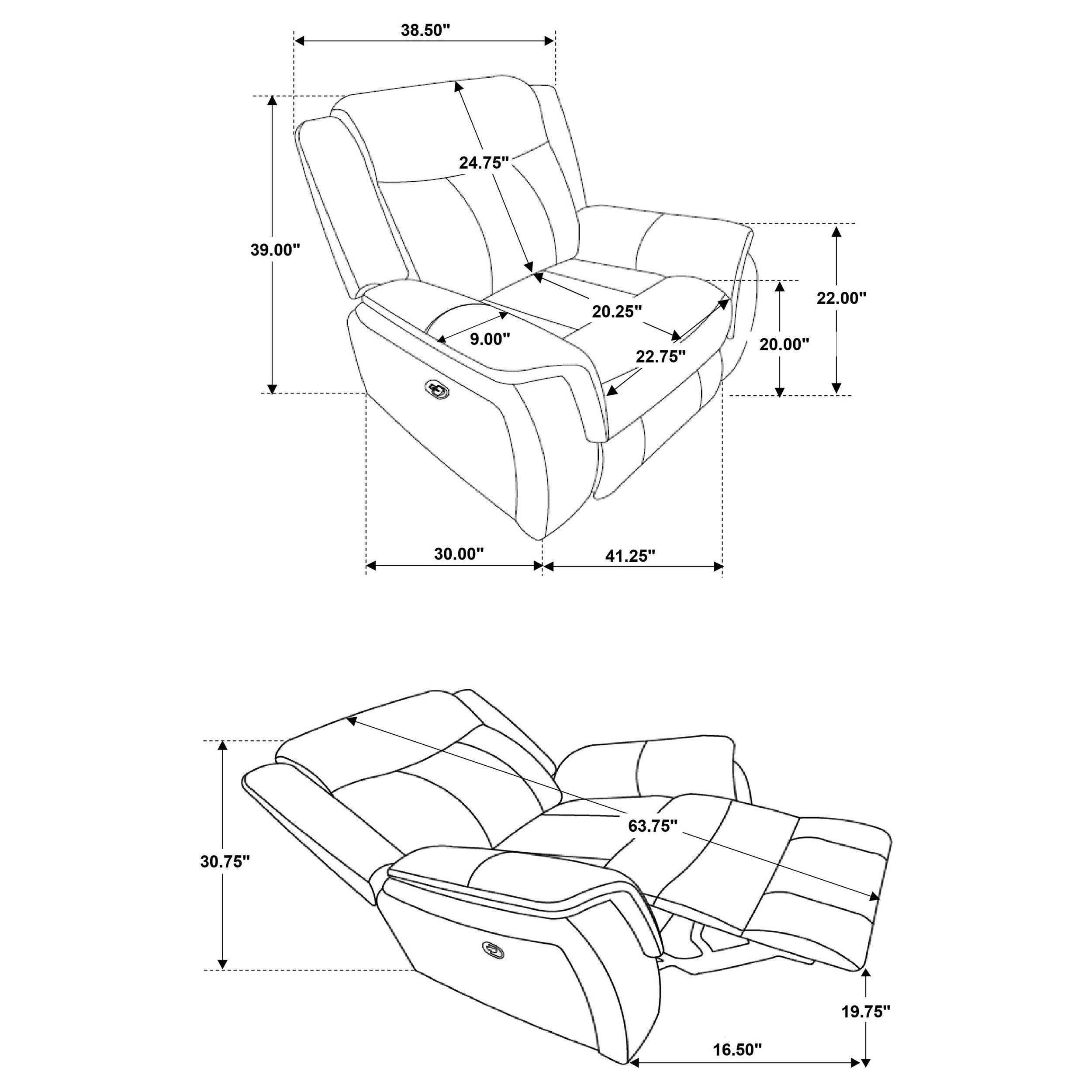 Lawrence Upholstered Padded Arm Glider Recliner Charcoal-CoasterEveryday