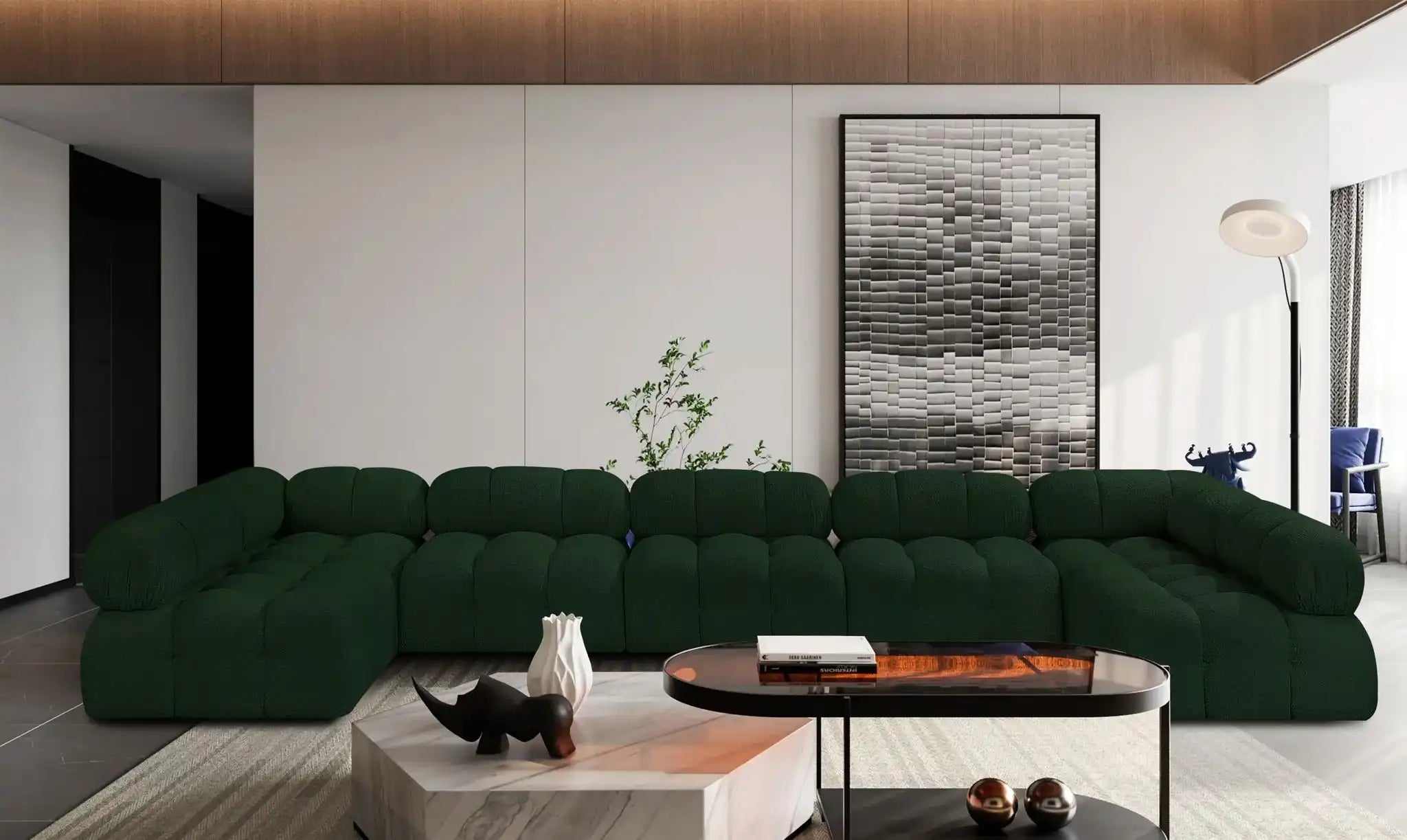 Ames - 7 Piece Boucle Fabric Modular Sectional