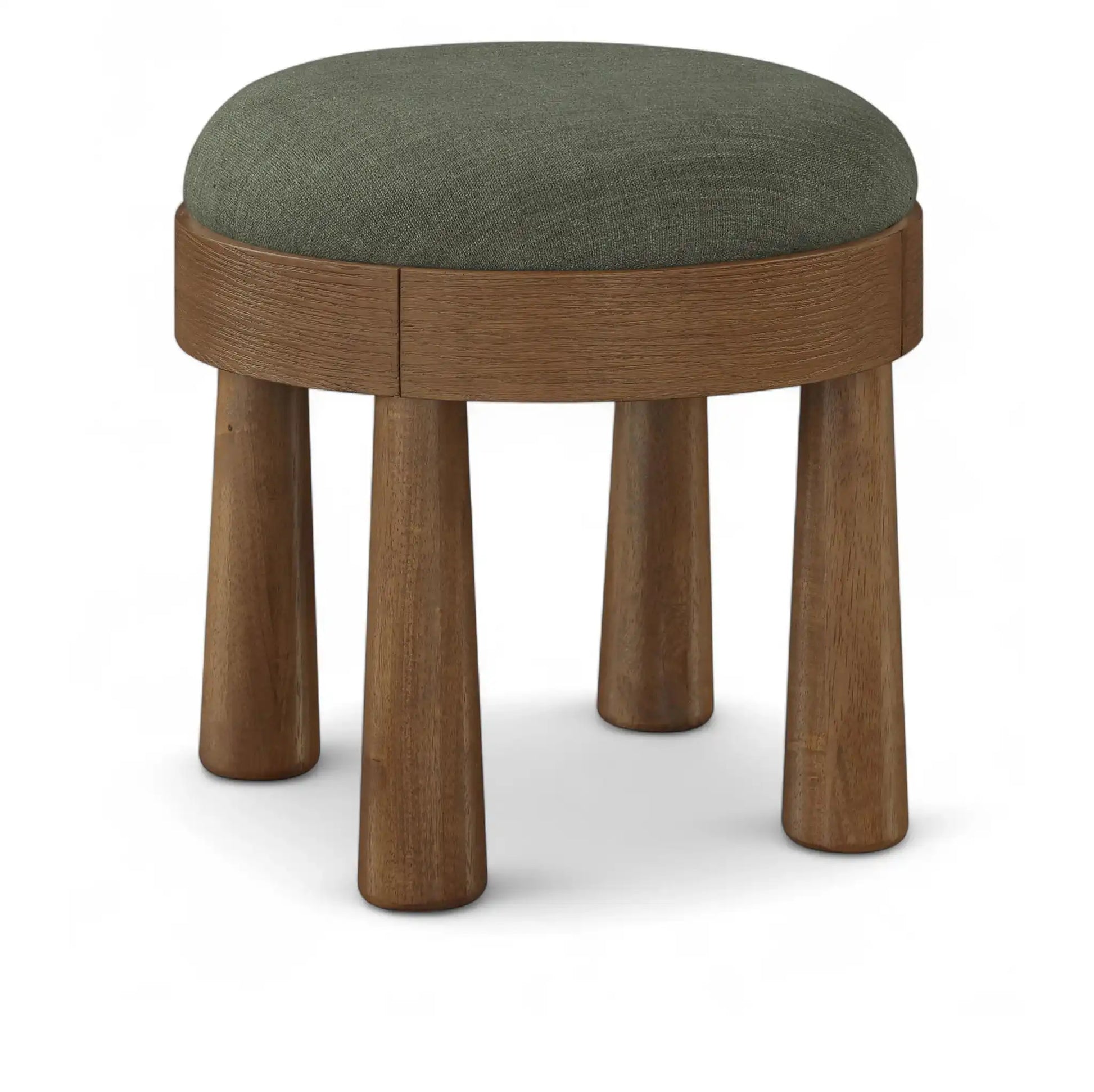 Larea - Linen Textured Fabric Upholstered Ottoman - Walnut Base - Best Buy Furniture