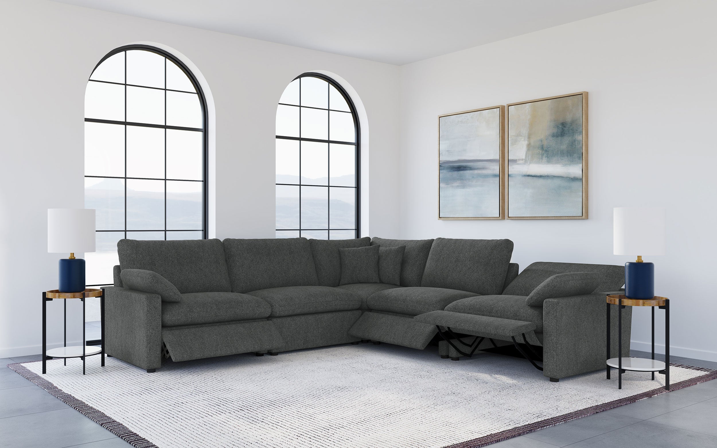 Collins Modular Power Armless Recliner Dark Grey-