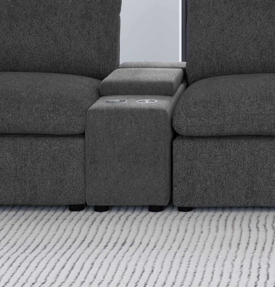 Collins Upholstered Modular Storage Console Dark Grey-