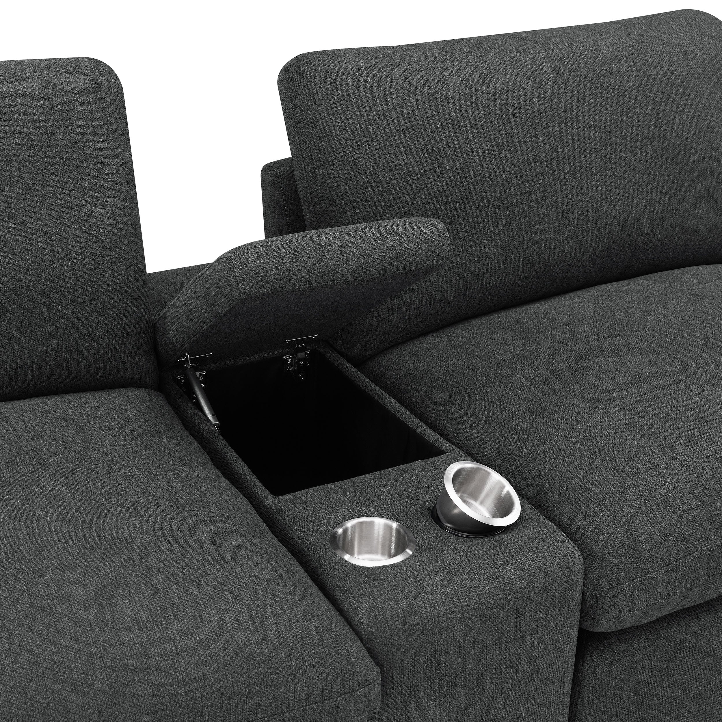 Collins Upholstered Modular Storage Console Dark Grey-