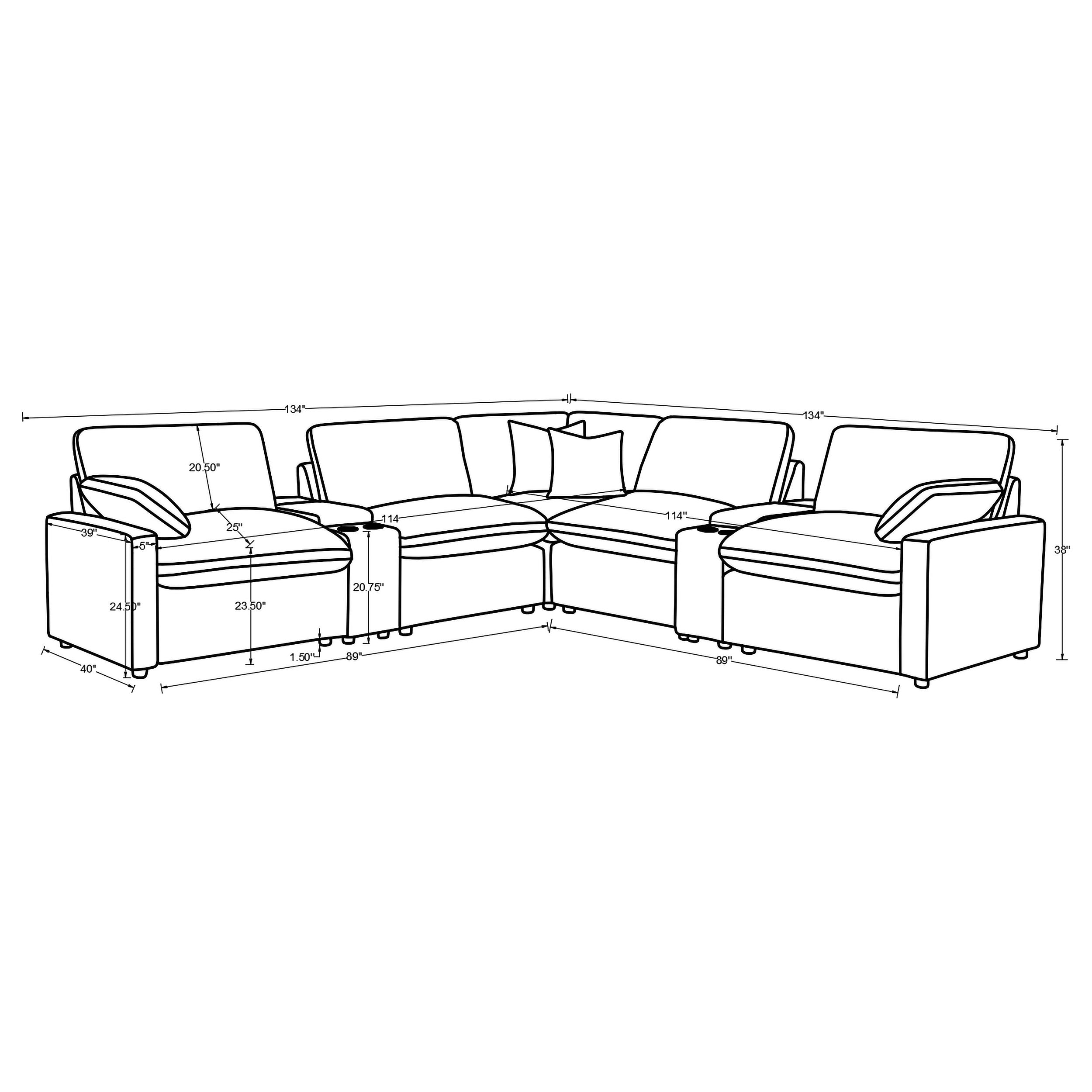 Collins 7-piece Modular Power Reclining Sectional Dark Grey-Coaster