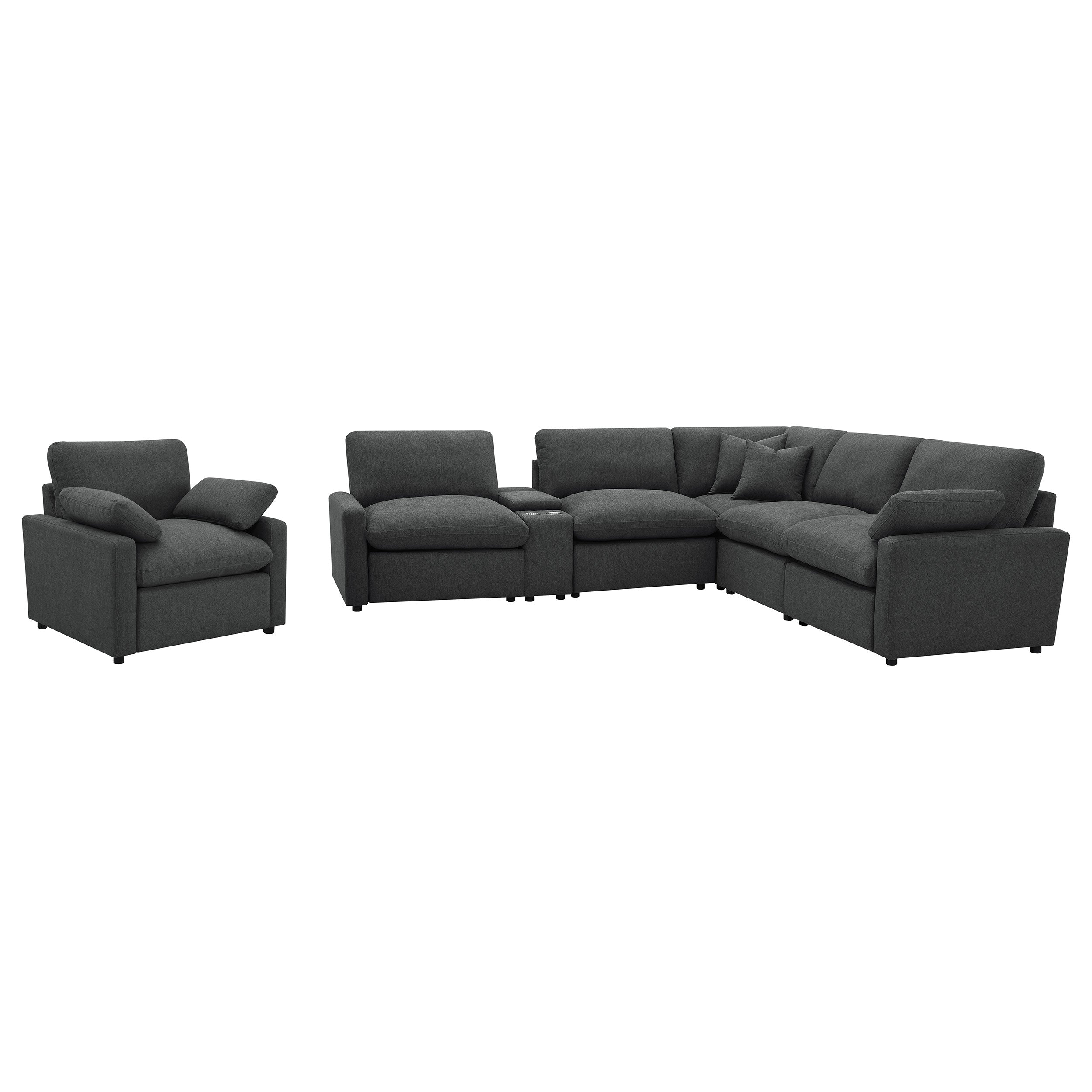 Collins Upholstered Power Recliner Chair Dark Grey-
