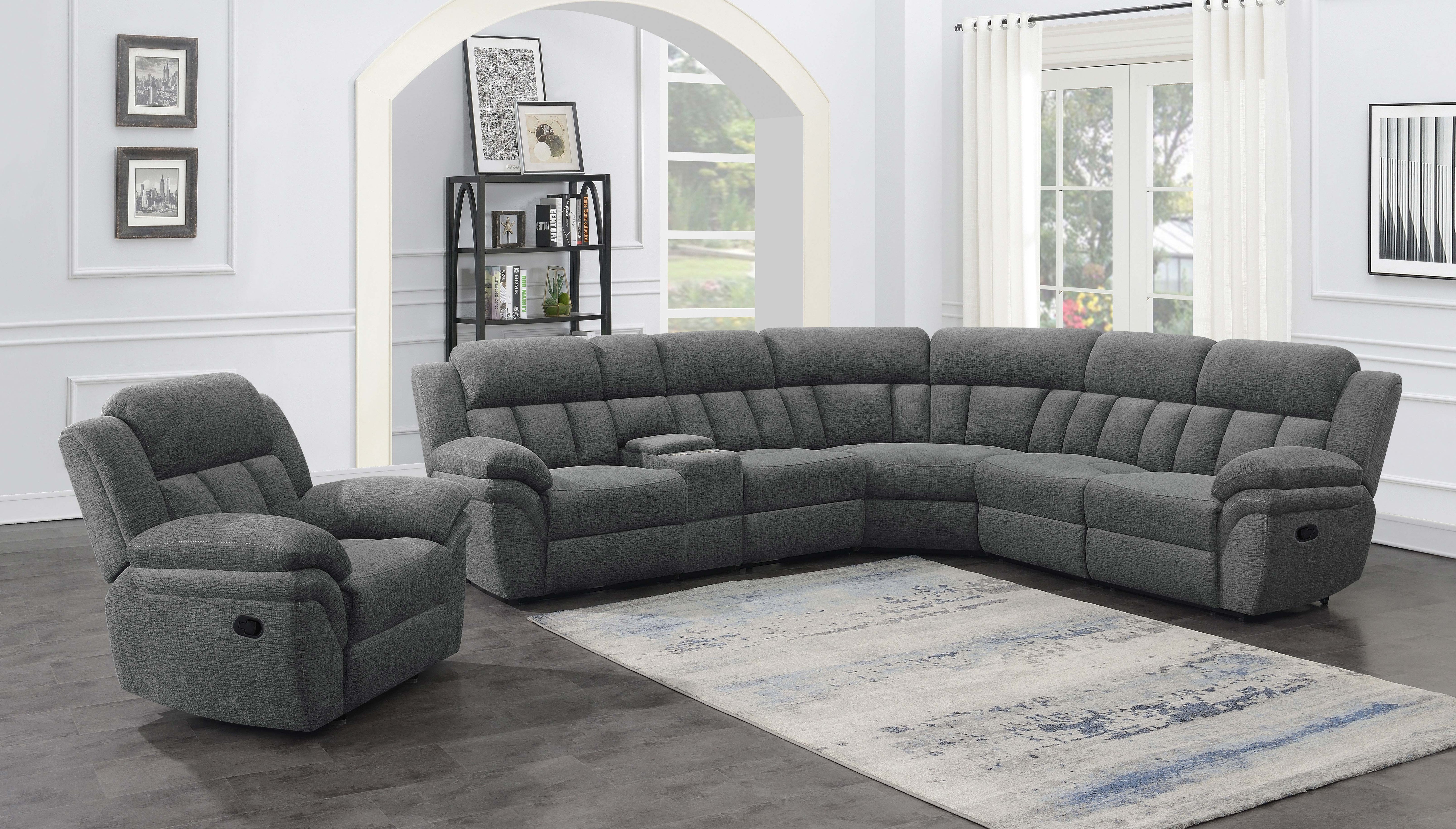 Bahrain 6-piece Modular Reclining Sectional Sofa Charcoal-CoasterEssence