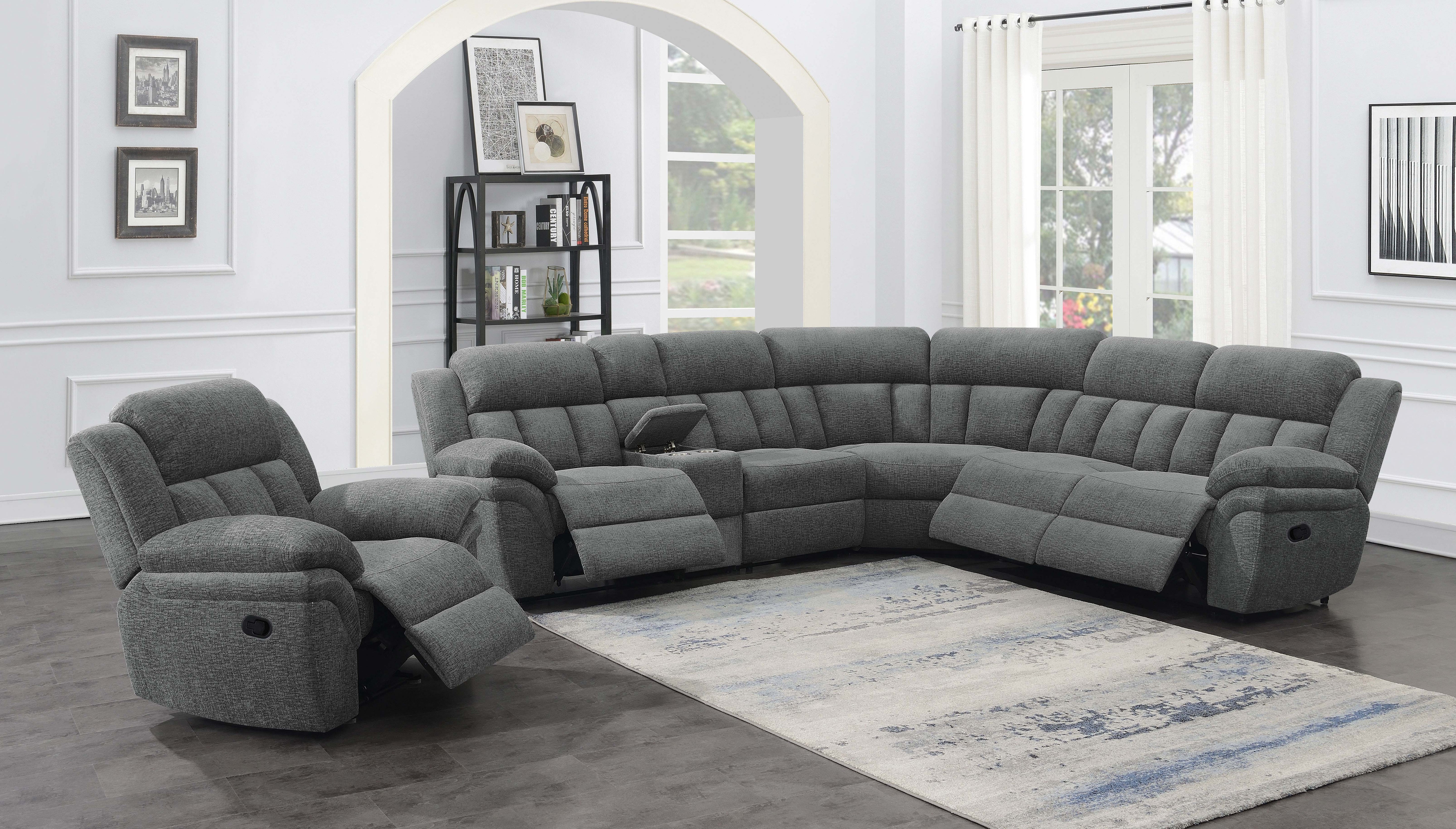 Bahrain 6-piece Modular Reclining Sectional Sofa Charcoal-CoasterEssence