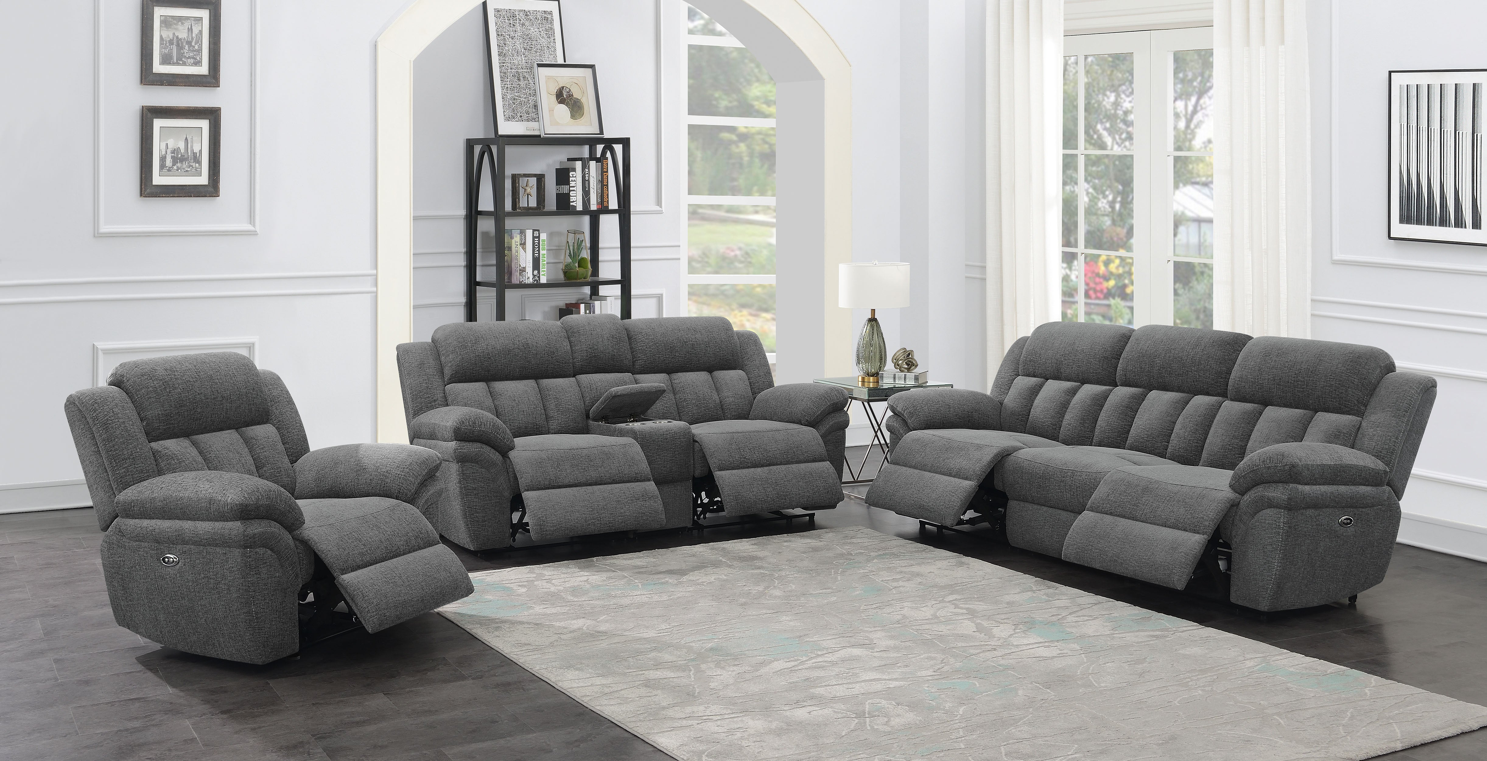 Bahrain Upholstered Power Loveseat Charcoal-CoasterEssence