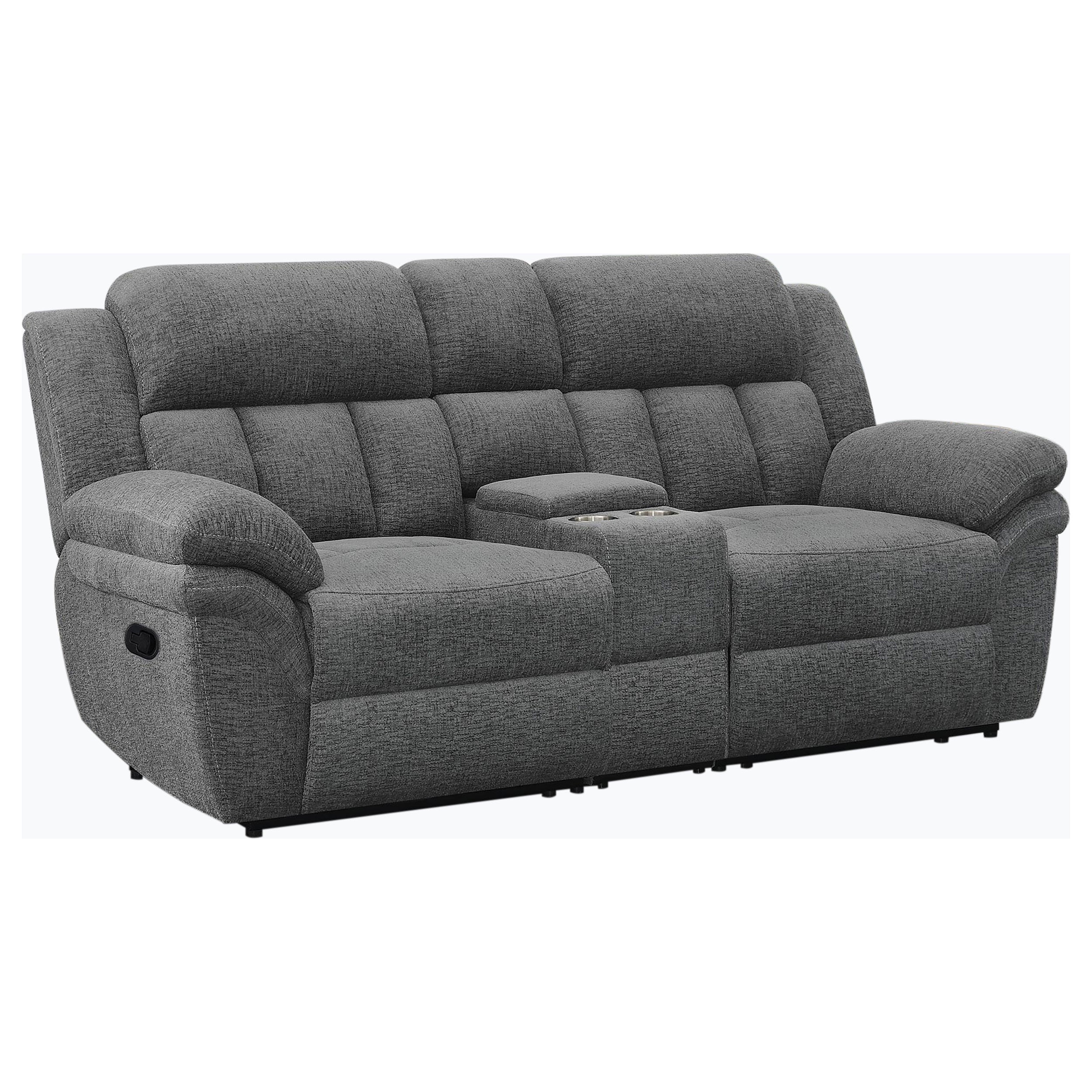 Bahrain Upholstered Motion Loveseat Charcoal-CoasterEssence