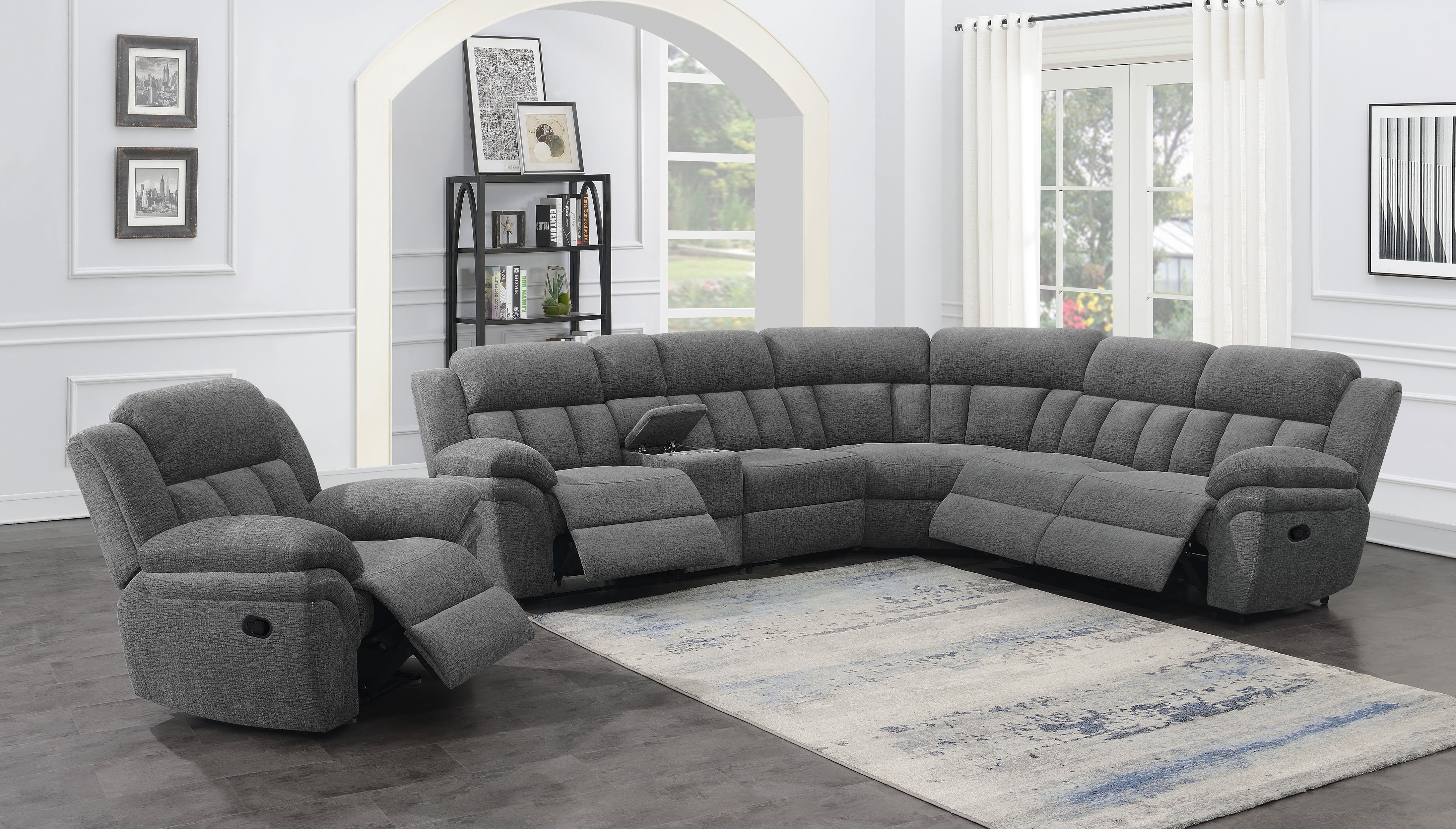 Bahrain Upholstered Glider Recliner Charcoal-CoasterEssence