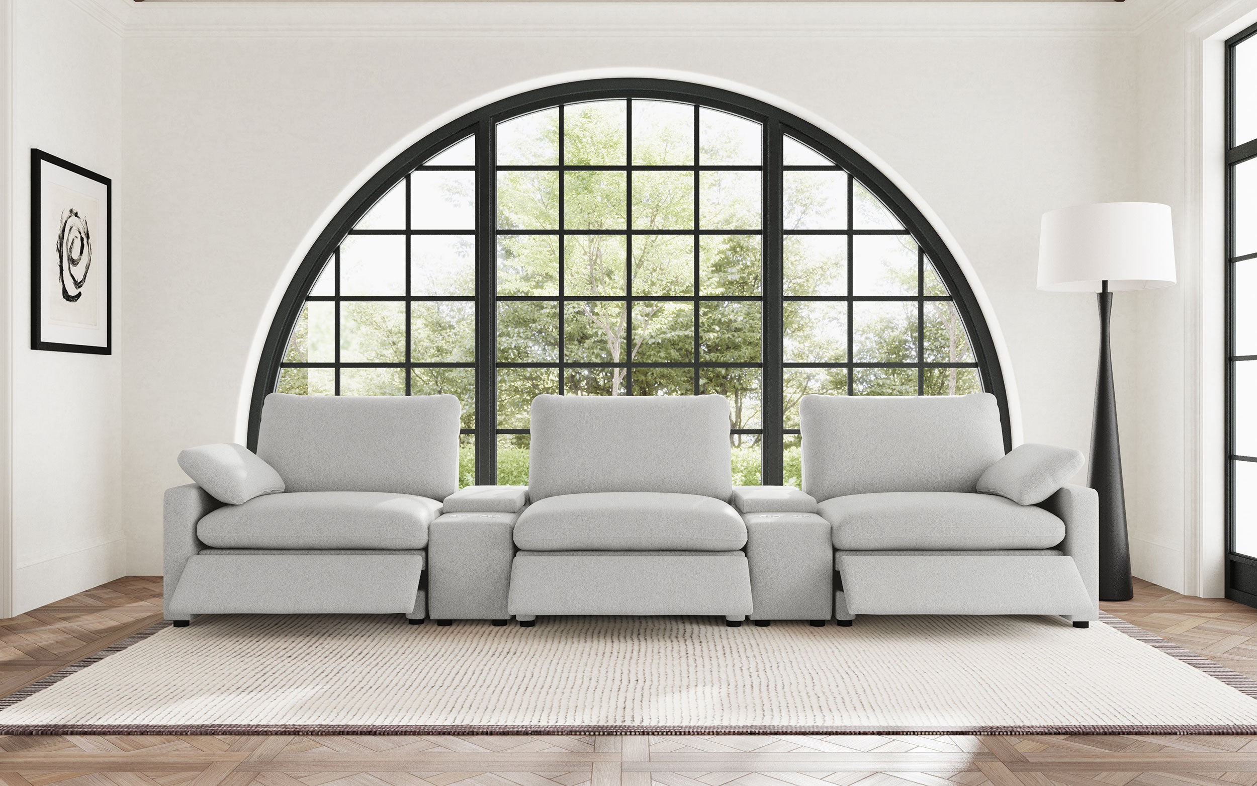 Collins 5-Piece Power Reclining Home Theater Seating Grey-