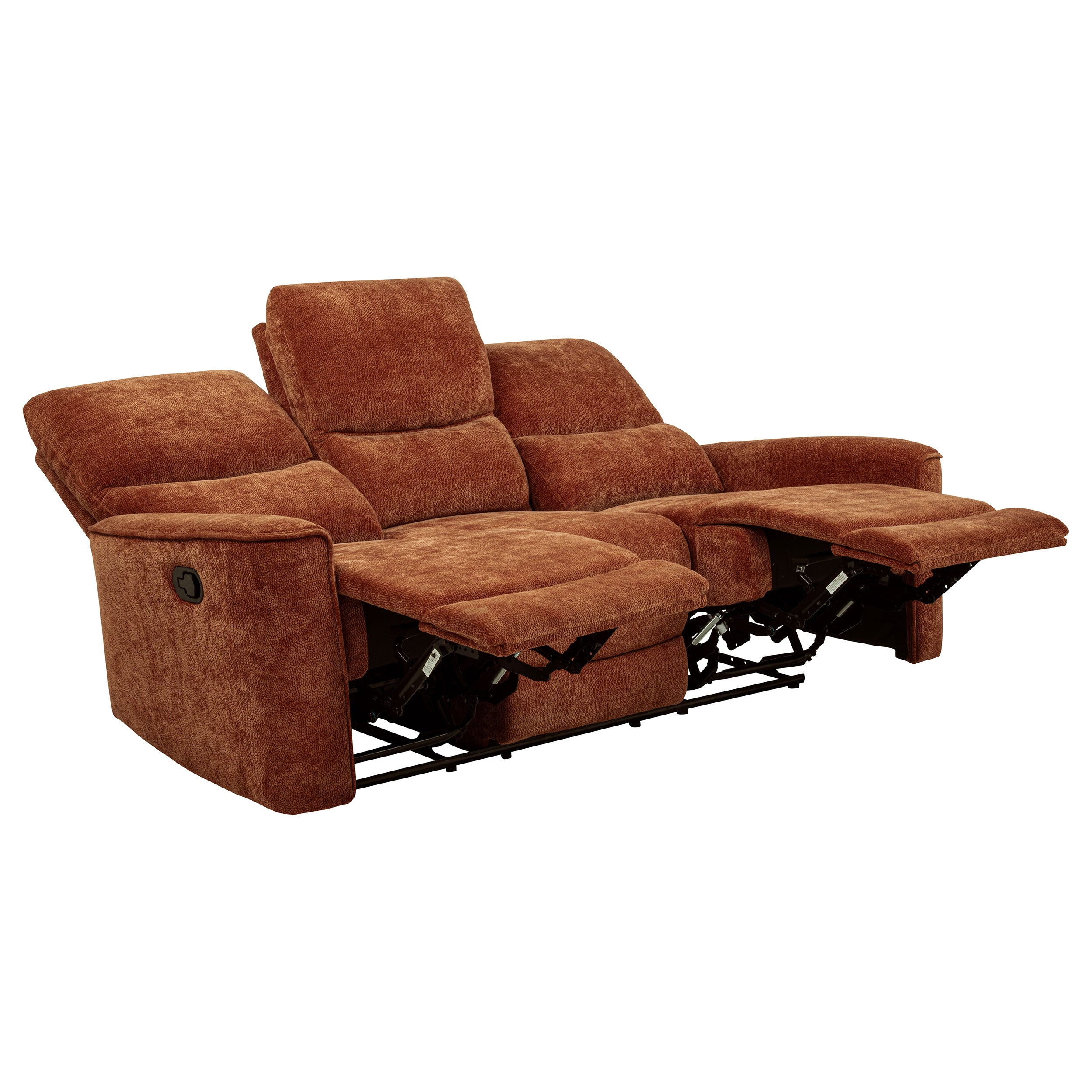 Navarro Chenille Upholstered Reclining Sofa Burnt Orange-