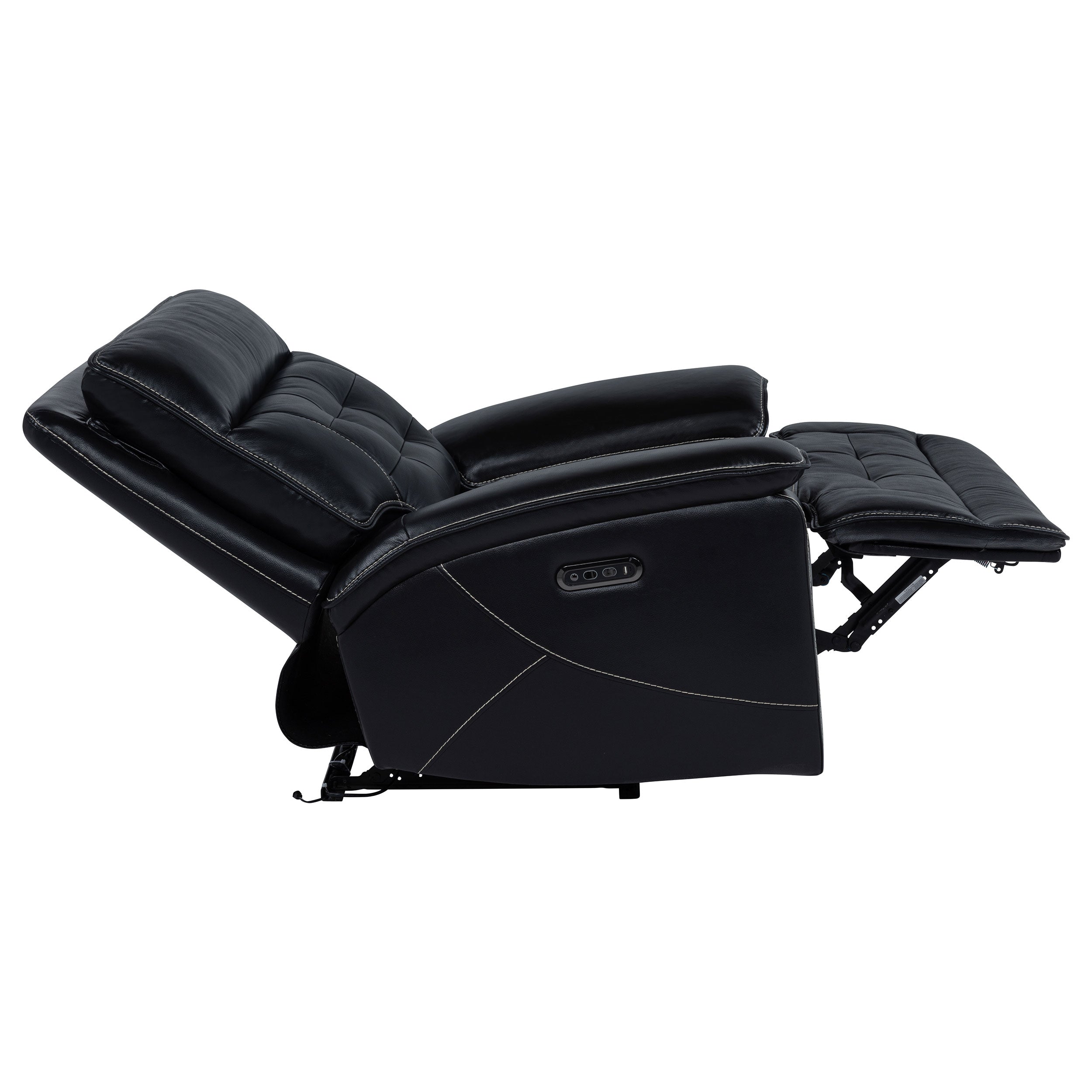 Hewitt Leather Upholstered Dual Power Recliner Chair Black-