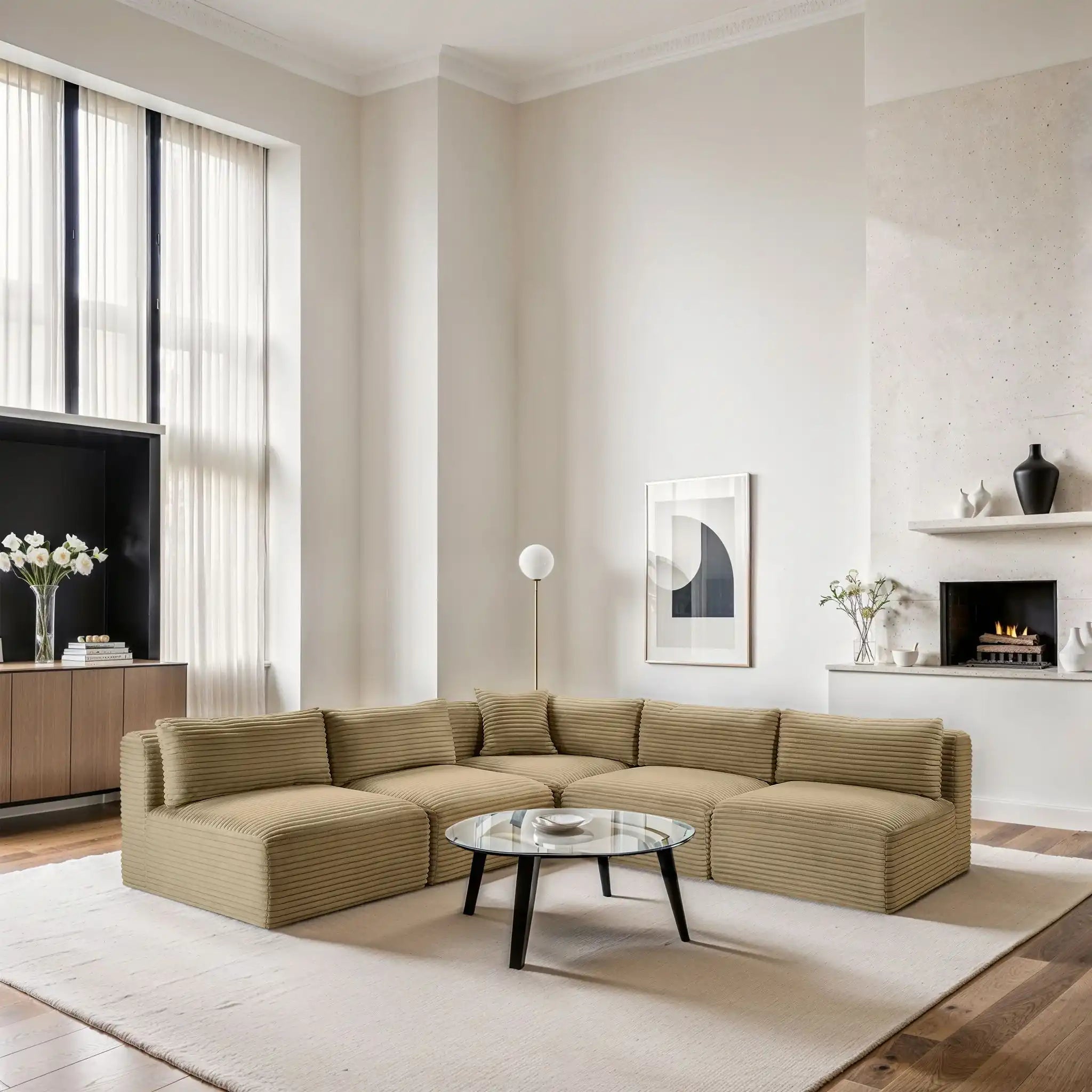 Shaggy - 5 Piece Modular Corner Armless Sectional
