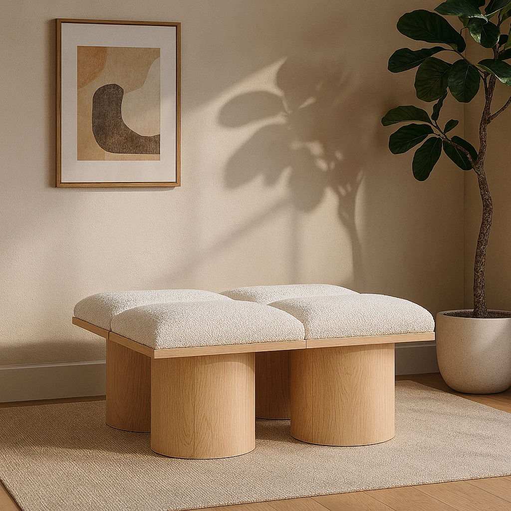 Pavilion - 4 Piece Modular Bench With Natural Base