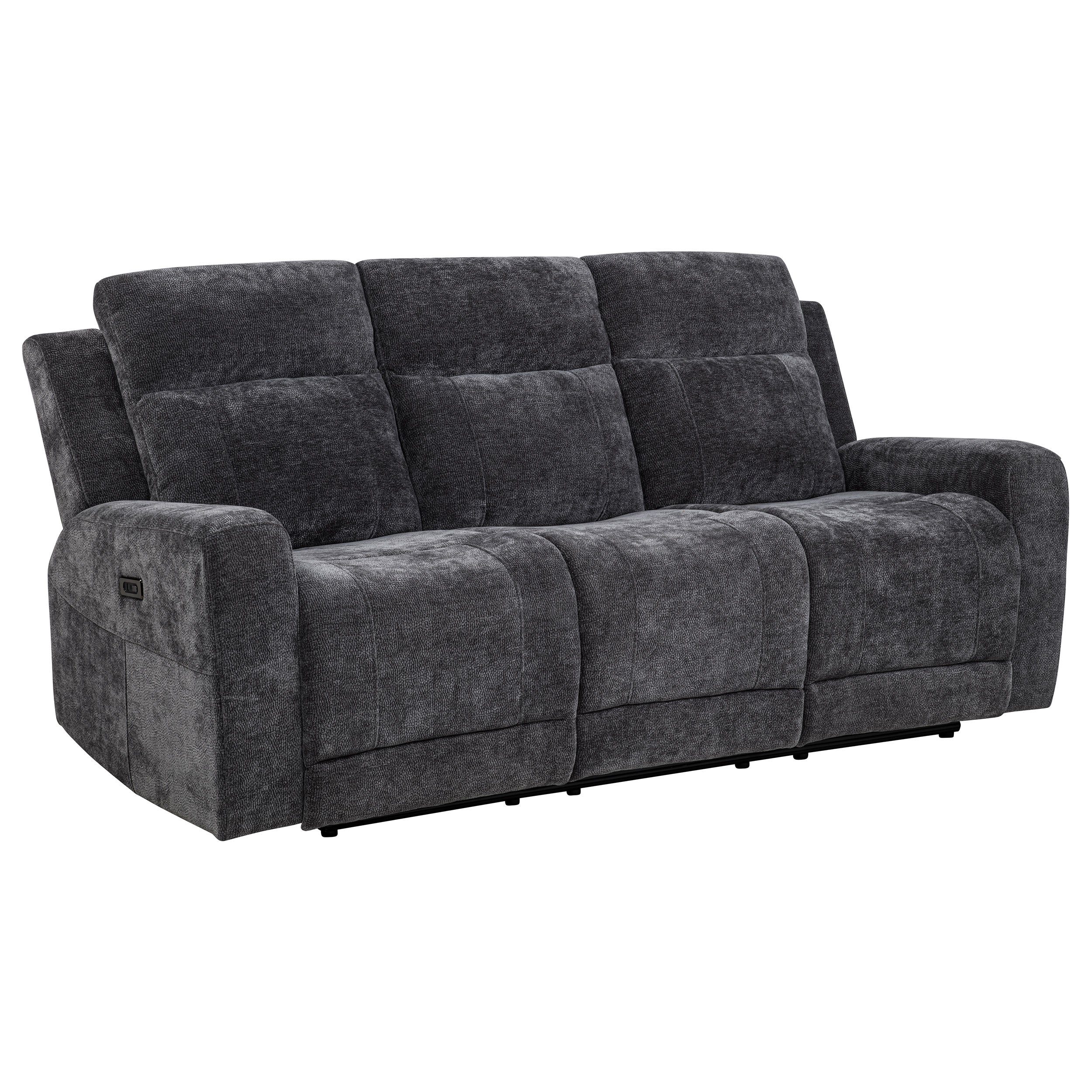 Kennett Chenille Upholstered Power Reclining Sofa Dark Grey-