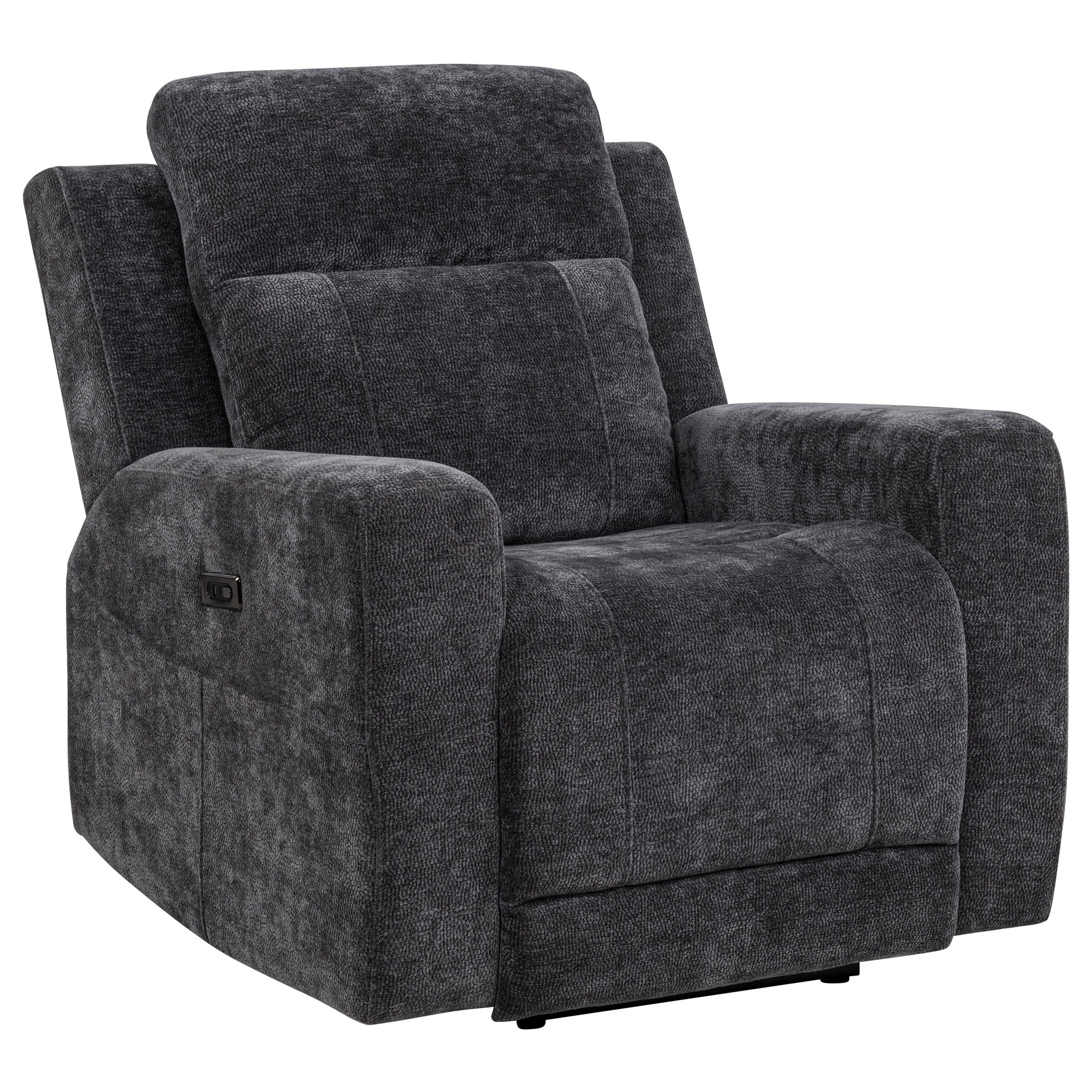 Kennett Chenille Upholstered Power Recliner Chair Dark Grey-