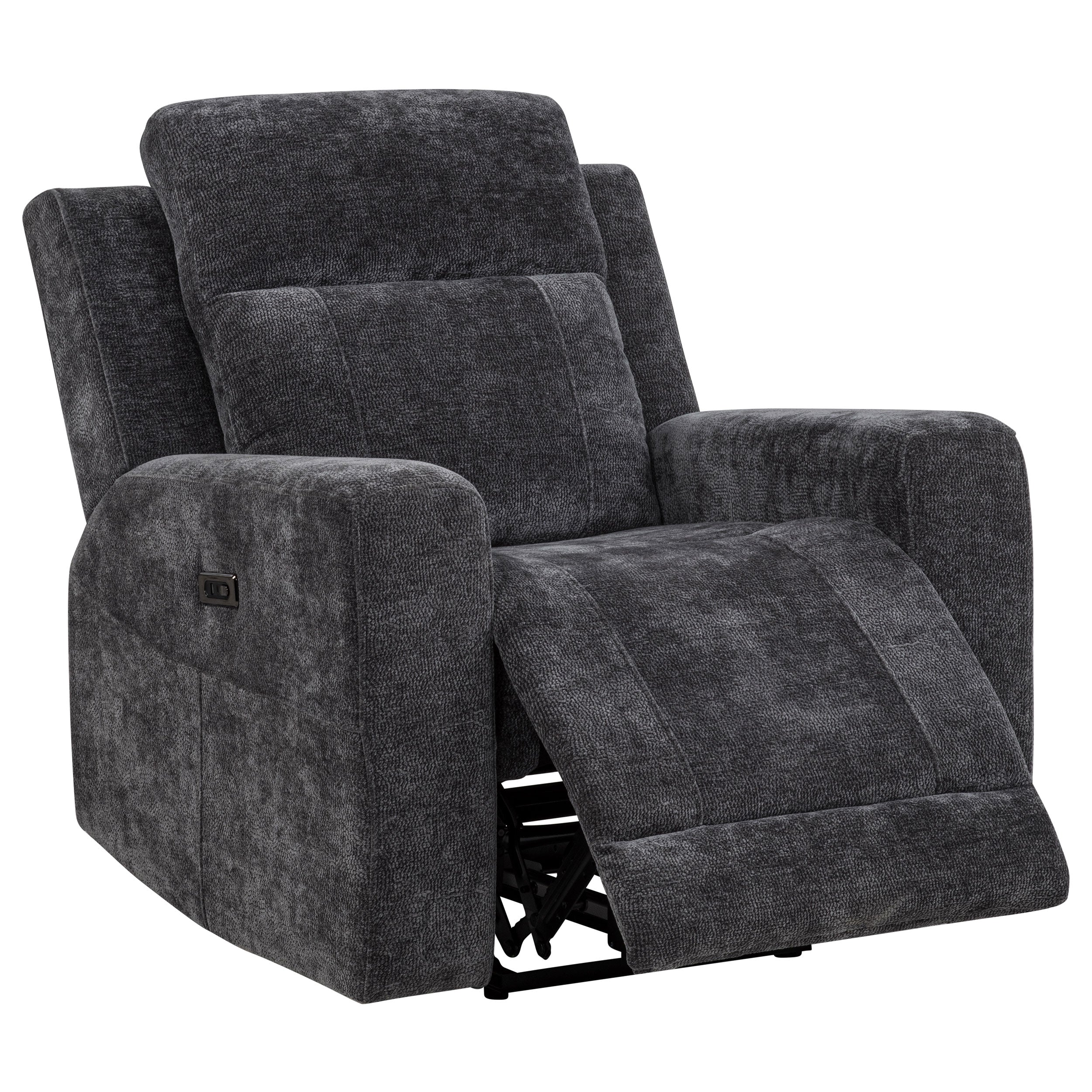 Kennett Chenille Upholstered Power Recliner Chair Dark Grey-