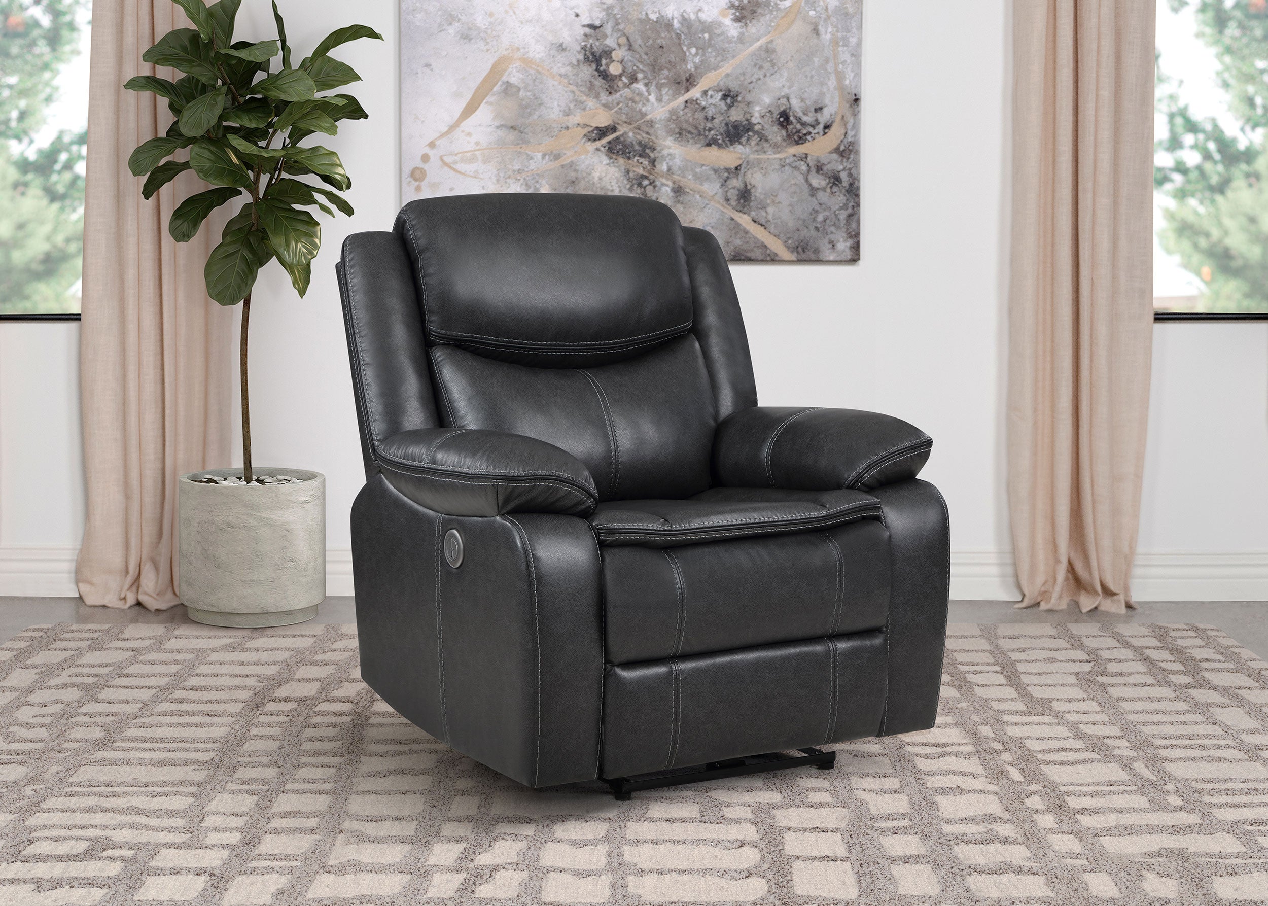 Sycamore Upholstered Power Recliner Chair Dark Grey-
