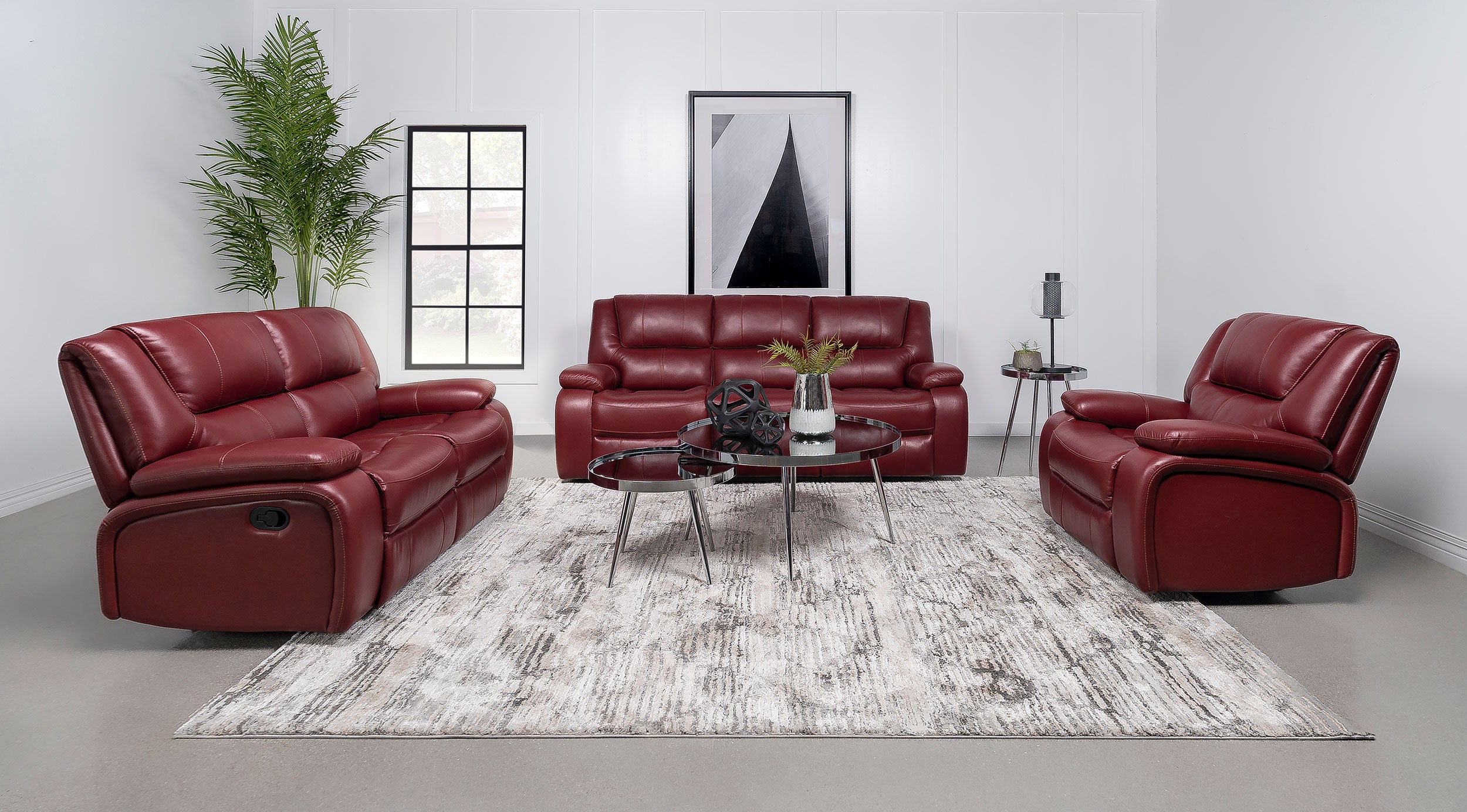 Camila Upholstered Motion Reclining Sofa Red-