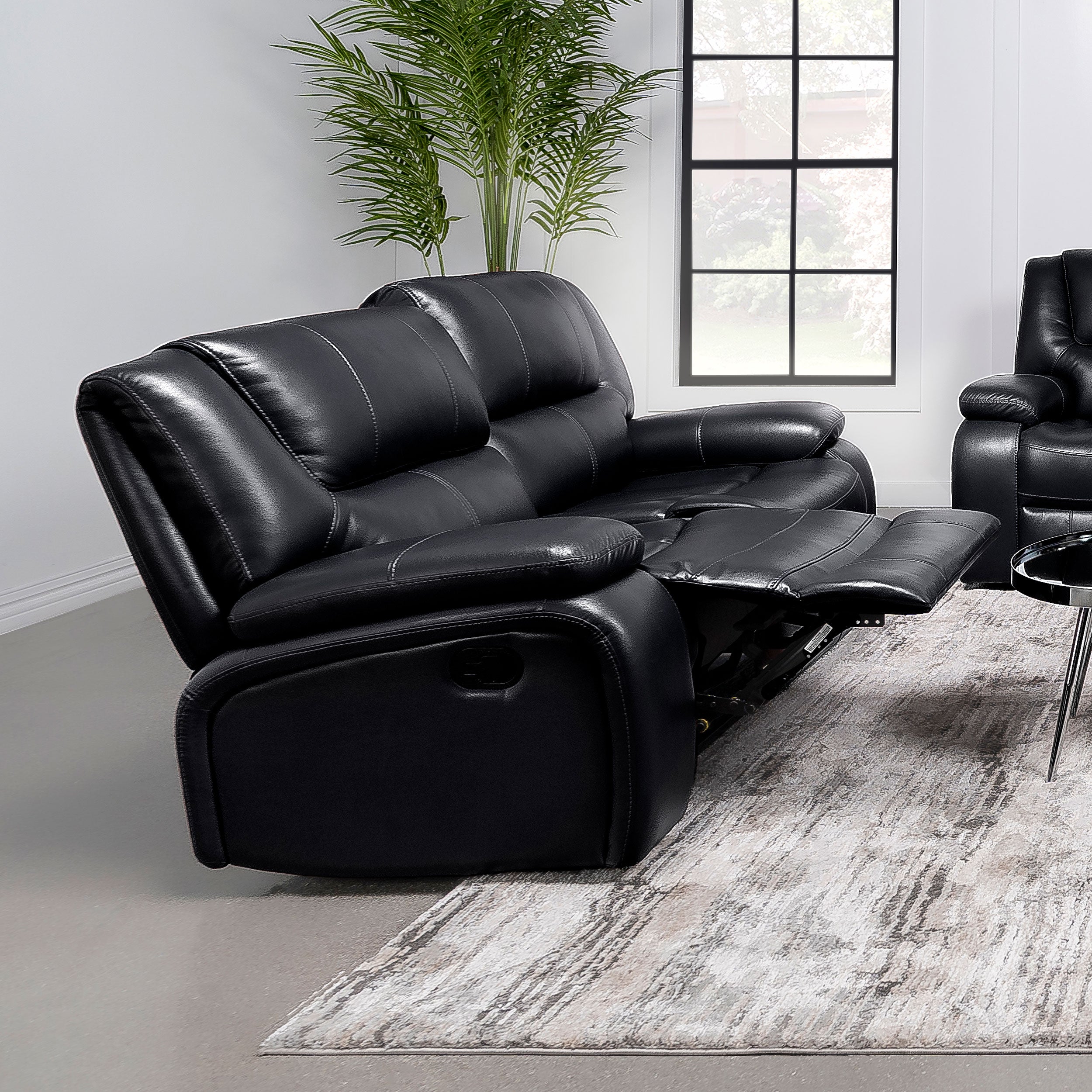 Camila Upholstered Motion Reclining Loveseat Black-