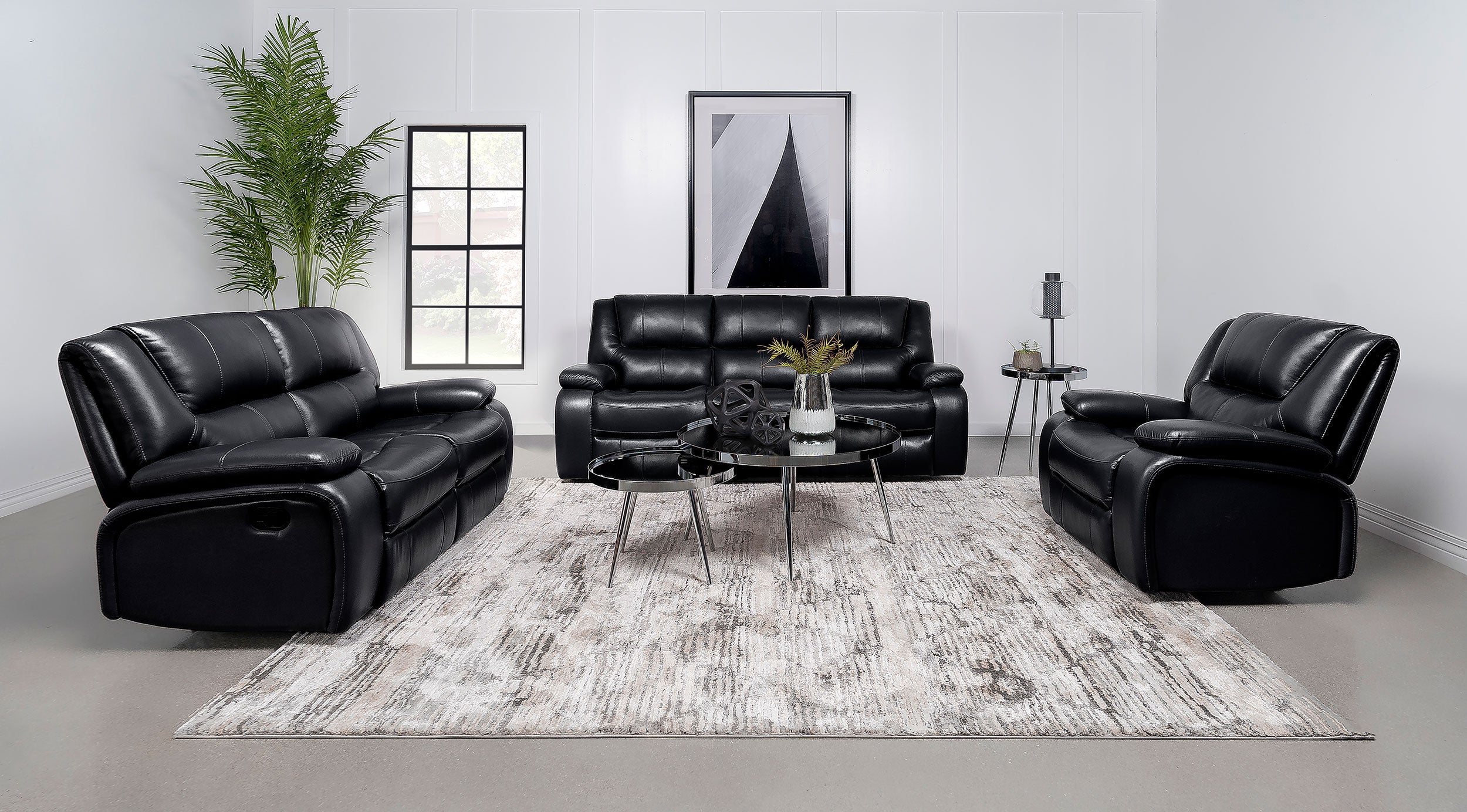 Camila Upholstered Motion Reclining Loveseat Black-