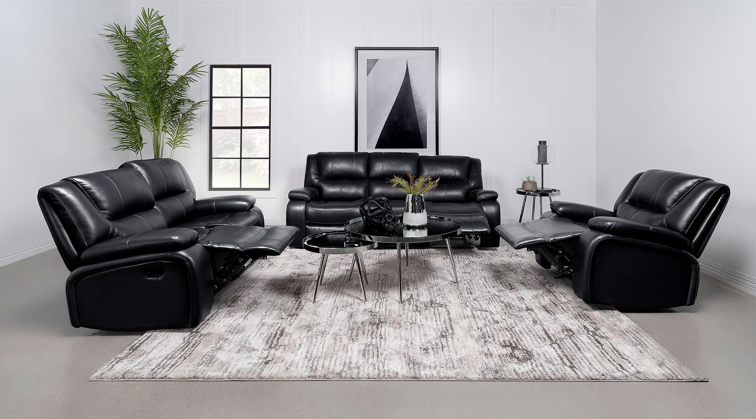 Camila Upholstered Glider Recliner Chair Black-