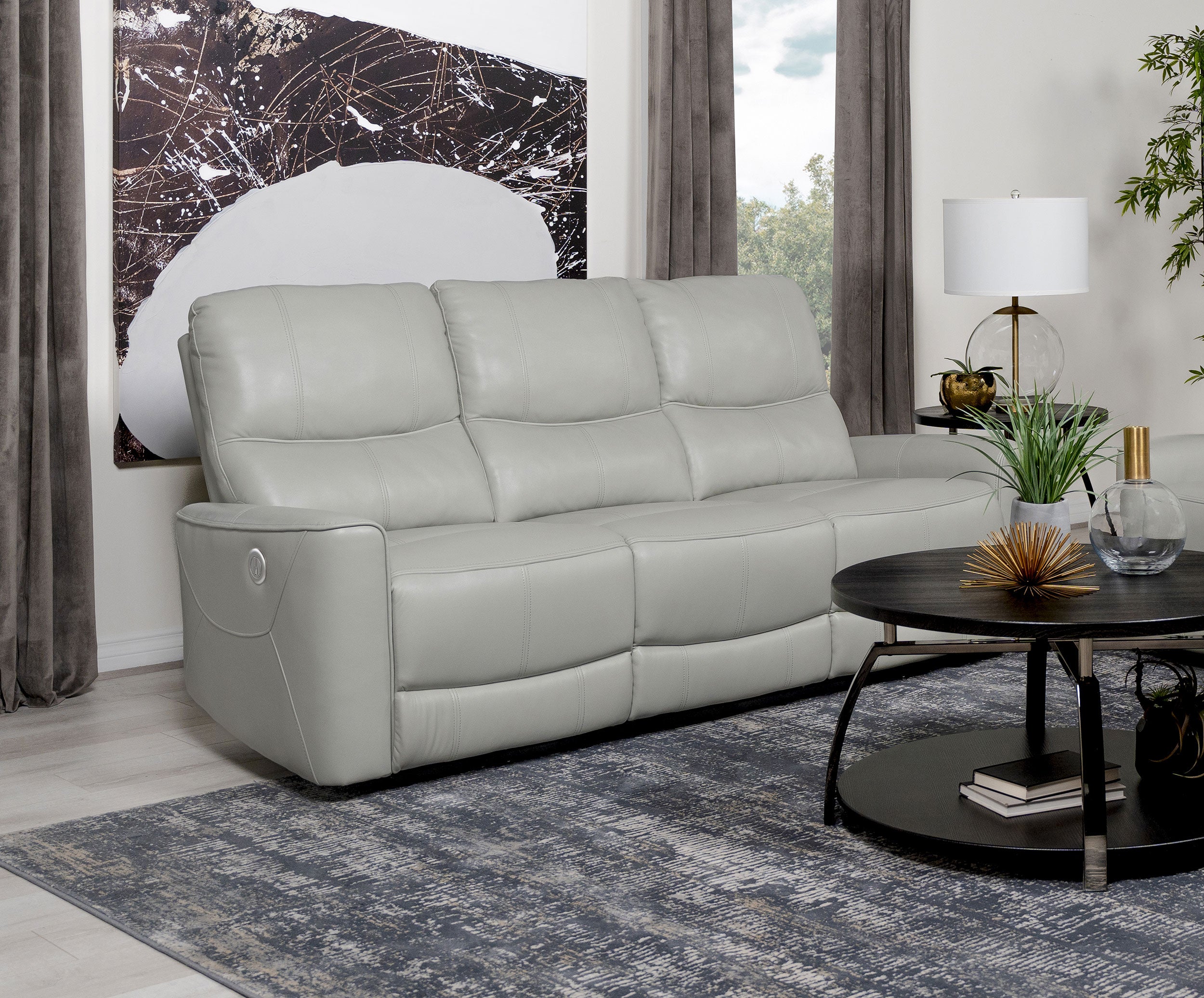 Greenfield Upholstered Power Reclining Sofa Dove Grey-