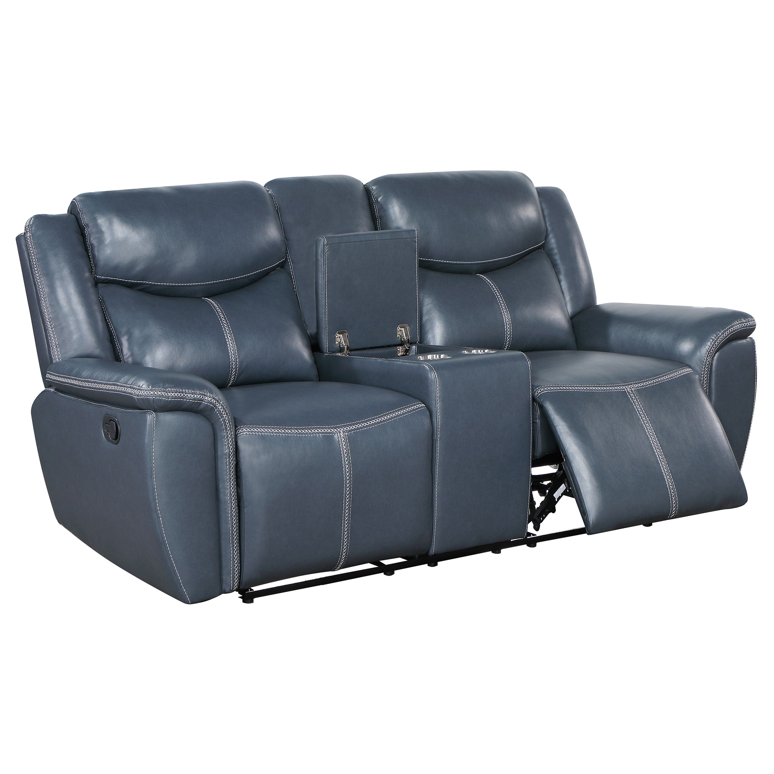 Sloane Upholstered Padded Arm Reclining Loveseat Blue-