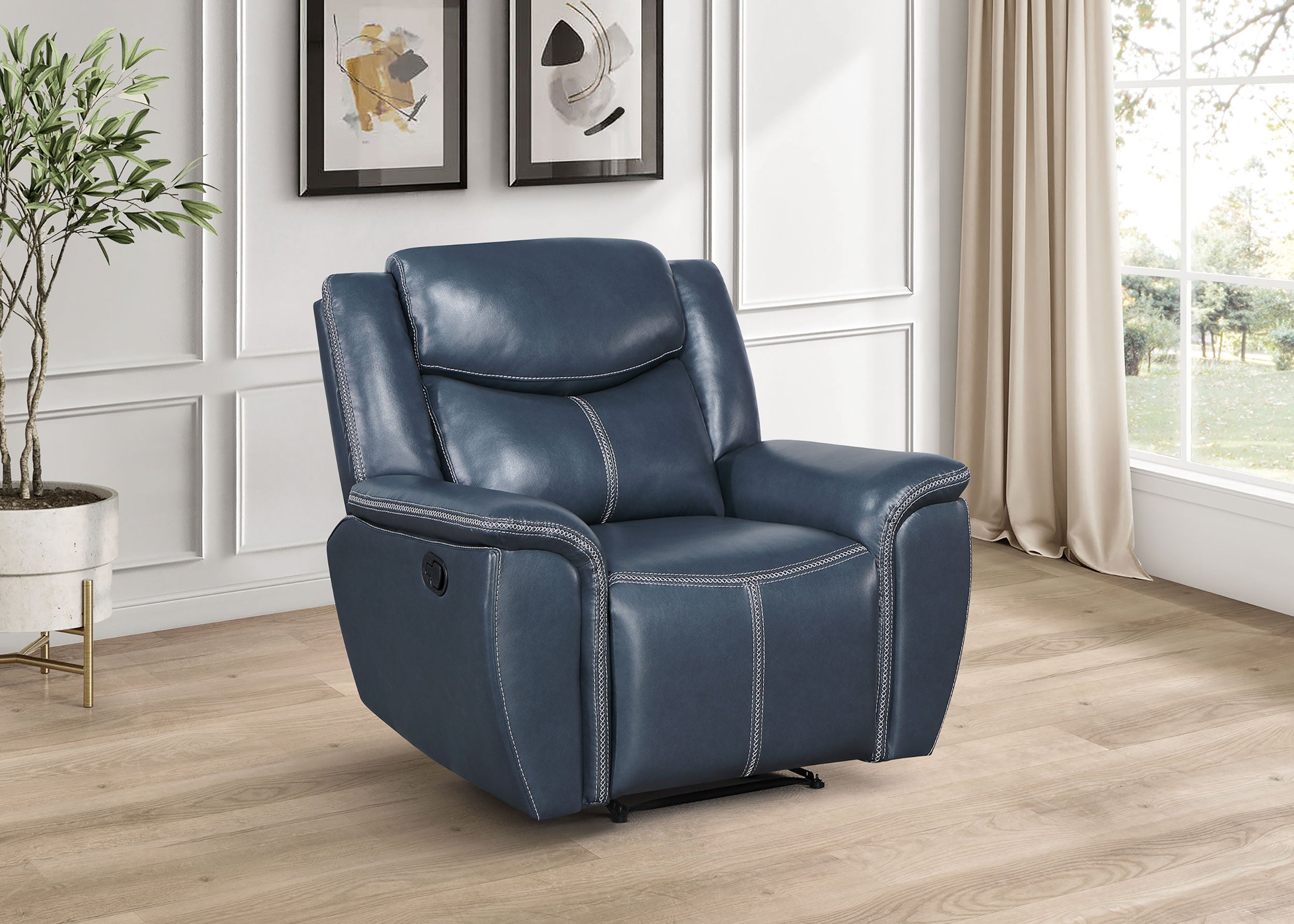 Sloane Upholstered Padded Arm Recliner Chair Blue-