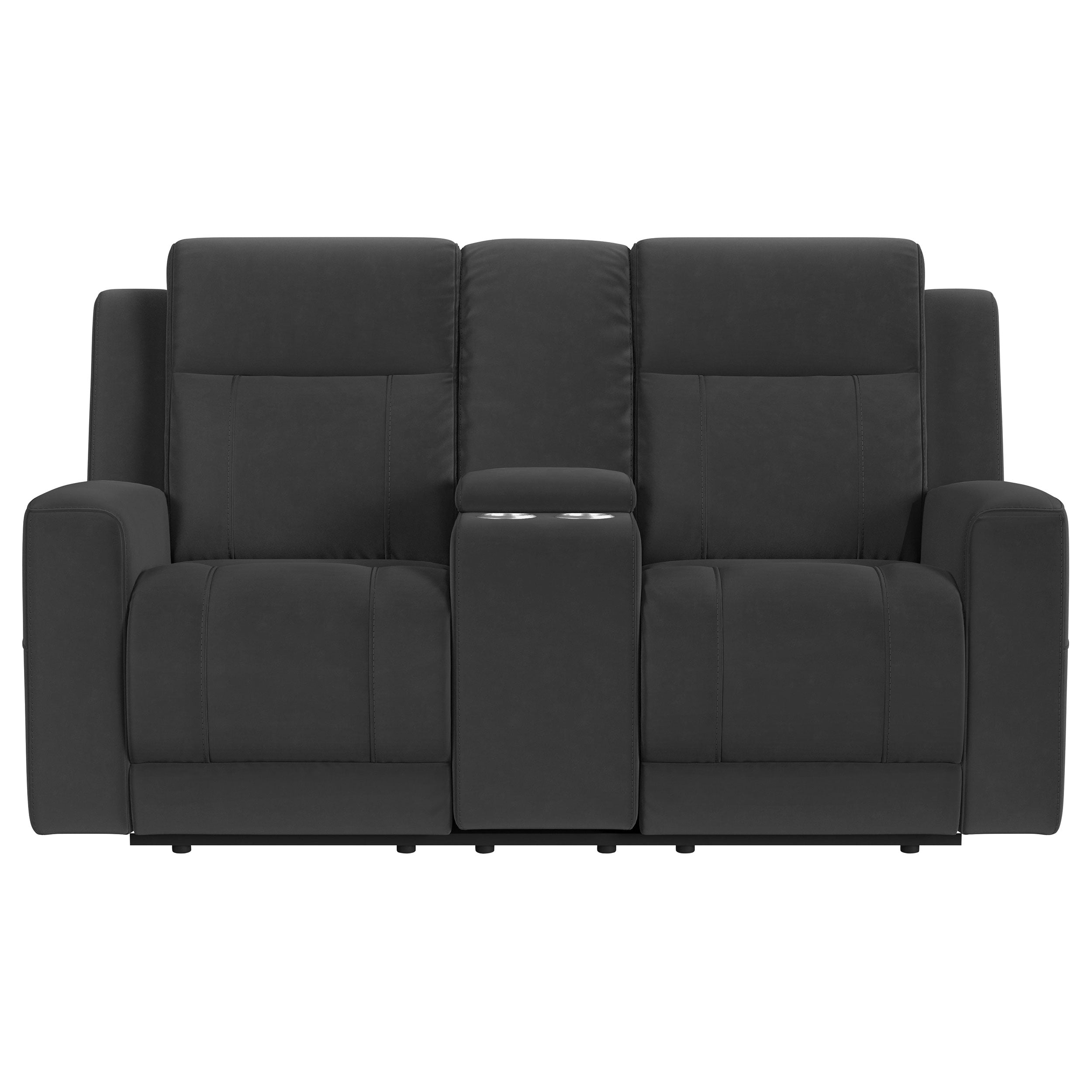 Brentwood Upholstered Reclining Loveseat Dark Charcoal-