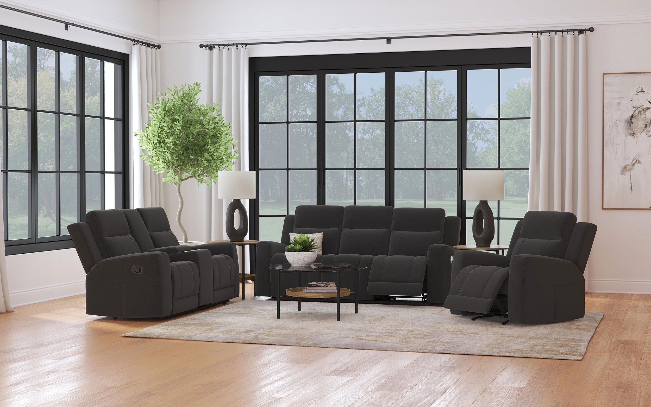 Brentwood Upholstered Reclining Loveseat Dark Charcoal-