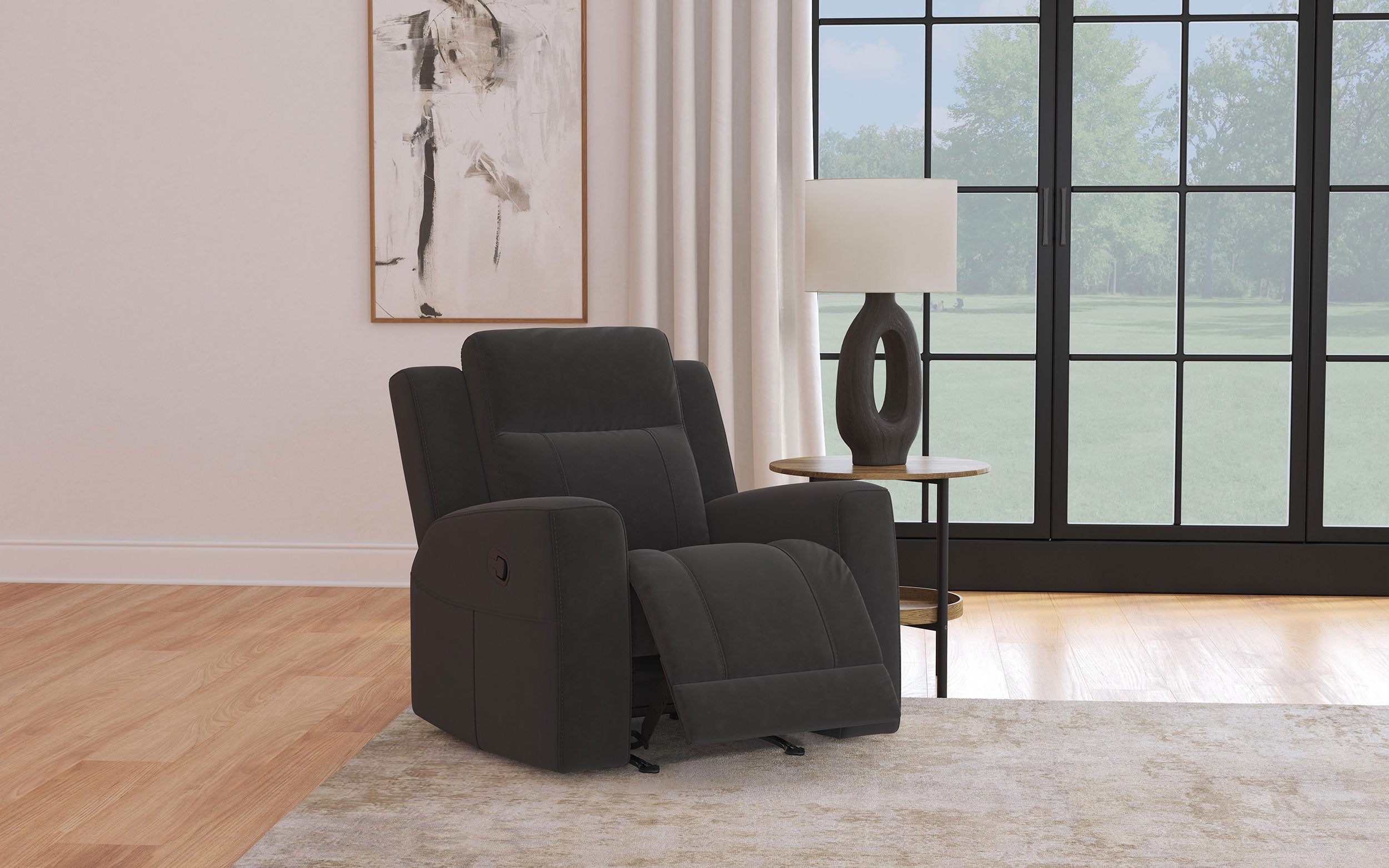 Brentwood Upholstered Recliner Chair Dark Charcoal-