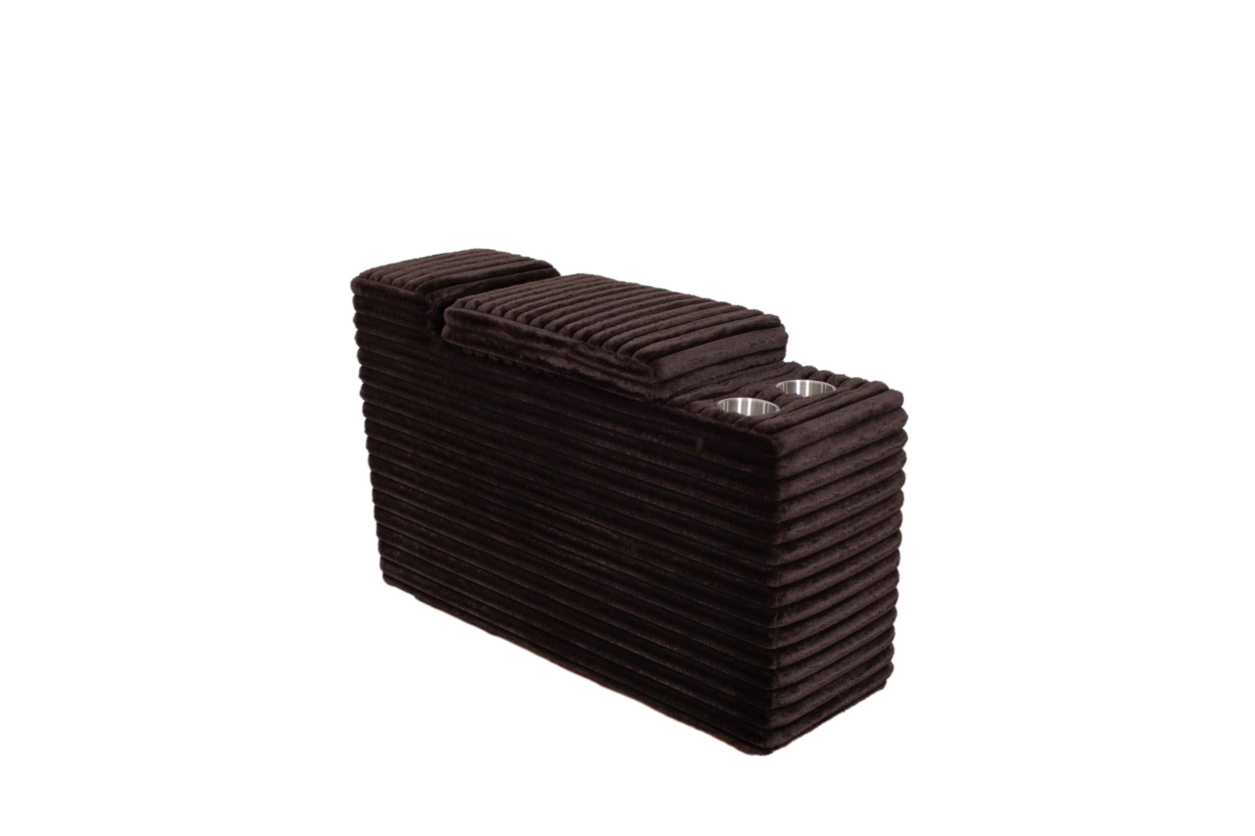 Collins Upholstered Modular Storage Console Chocolate Brown-