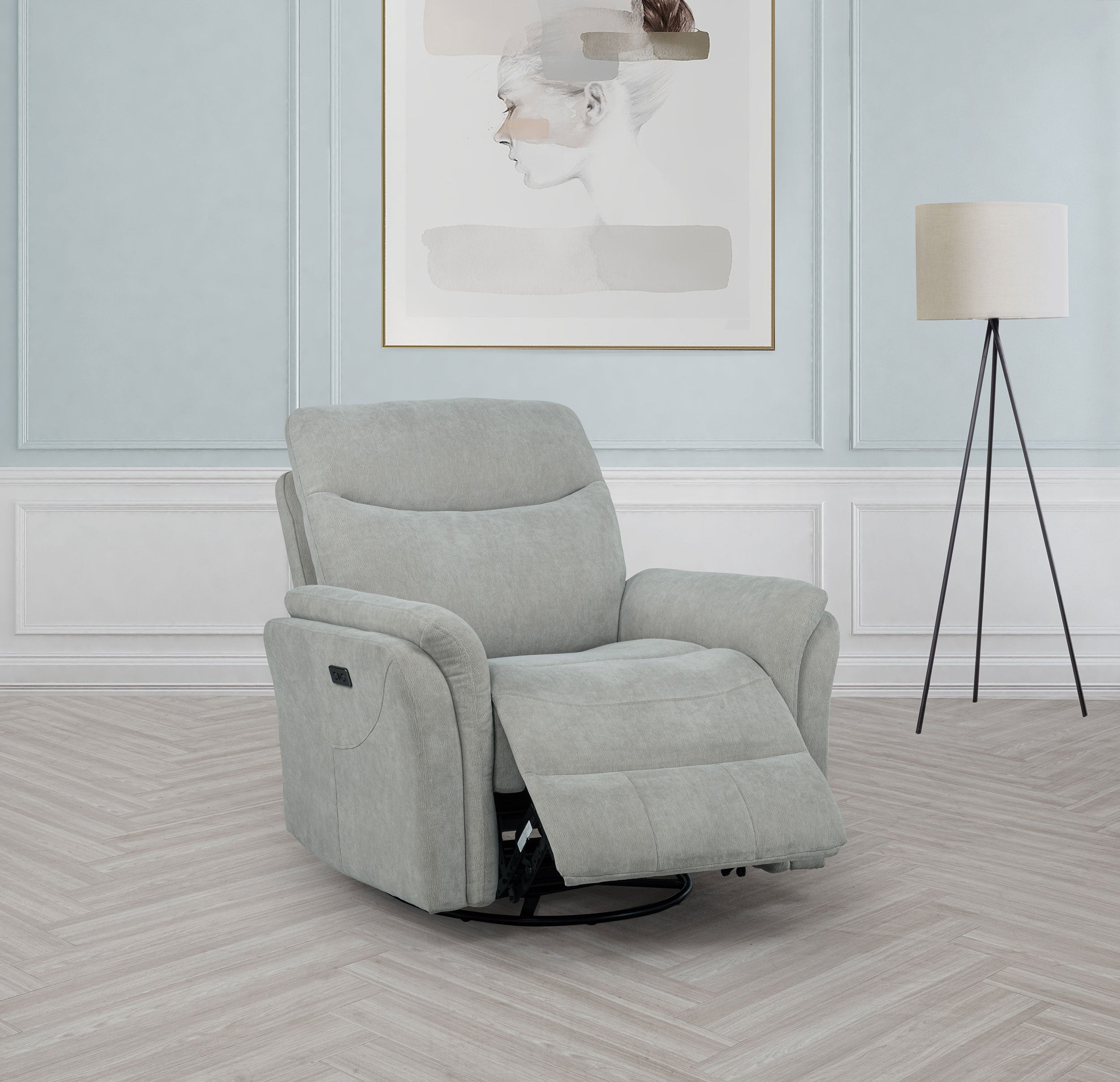Adler Upholstered Power Swivel Glider Recliner Ivory-