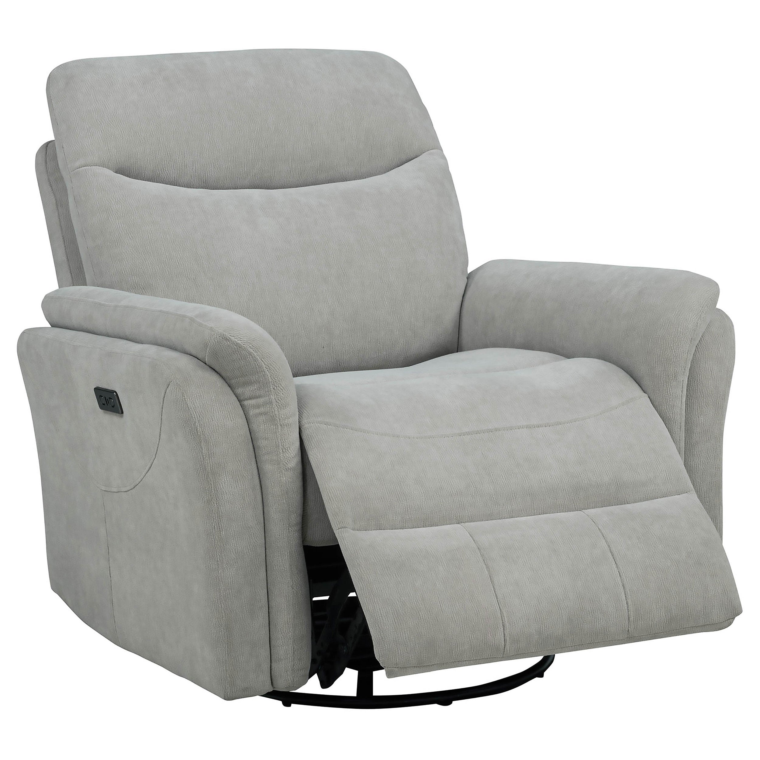 Adler Upholstered Power Swivel Glider Recliner Ivory-