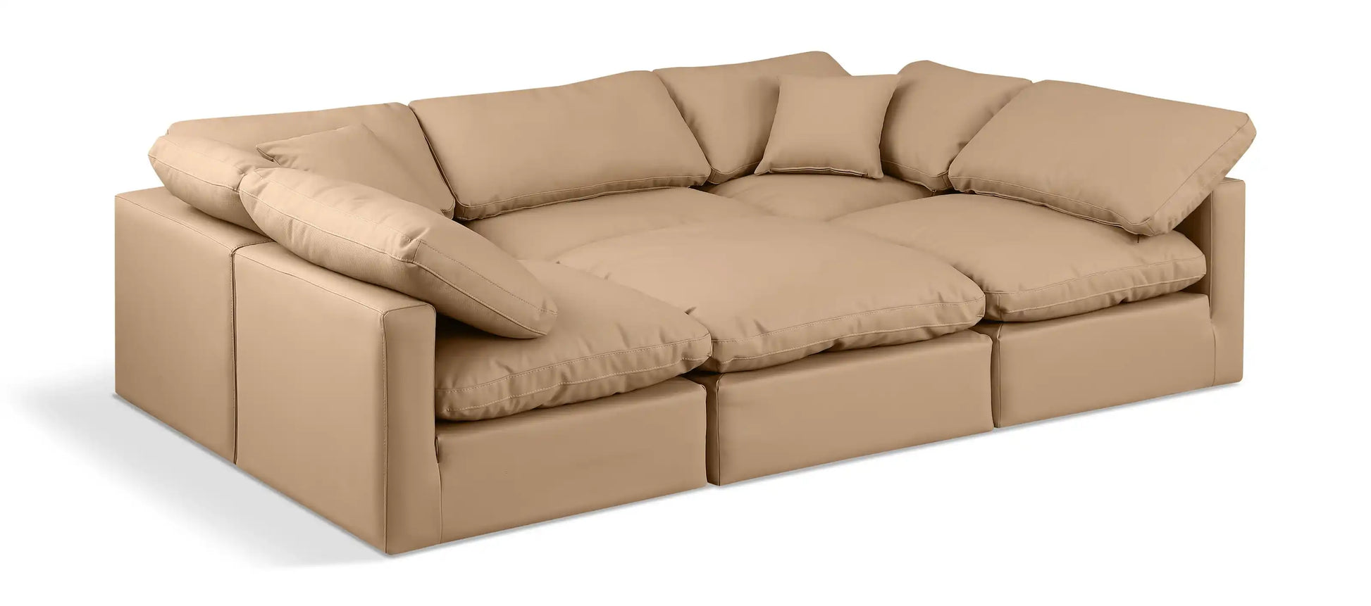Indulge - Faux Leather 6 Piece Modular Sectional - Tan - Best Buy Furniture
