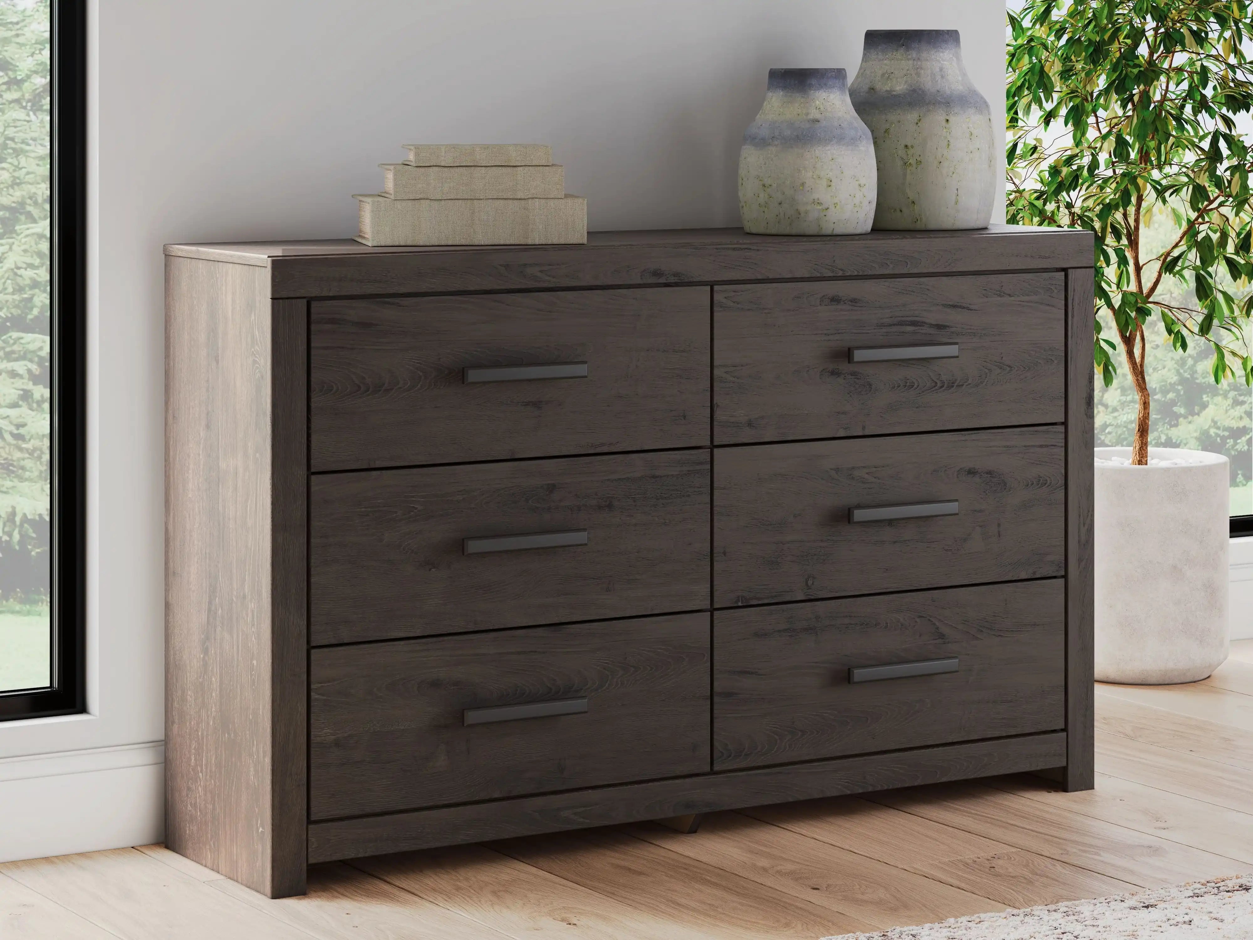 Prendonea - Six Drawer Dresser - Charcoal - Best Buy Furniture
